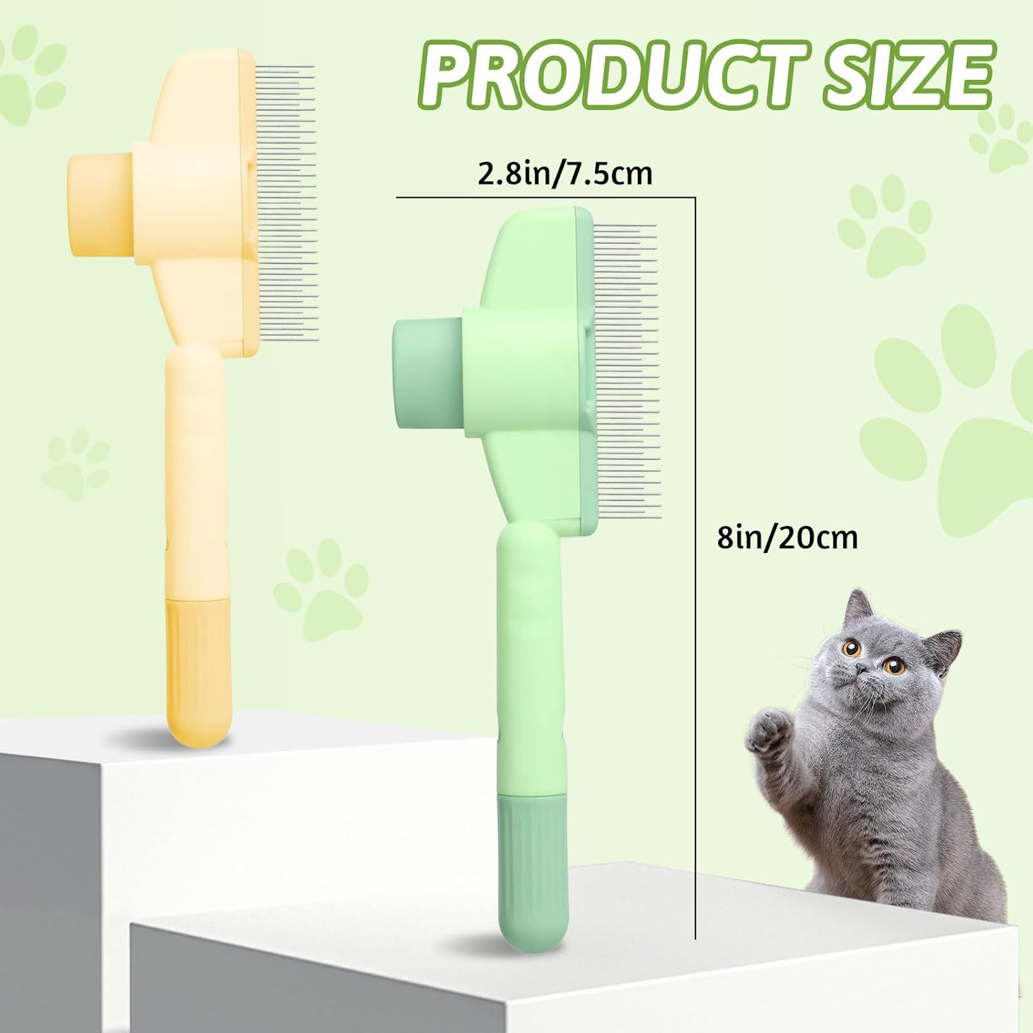 Hlayshing Pack of 2 Self-Cleaning Flea Comb for Pets, Self-Cleaning Care Comb for Dogs and Cats, Flea Comb for Cats Dogs, for Cat Owners, Christmas & Birthday Pet Comb image number 6