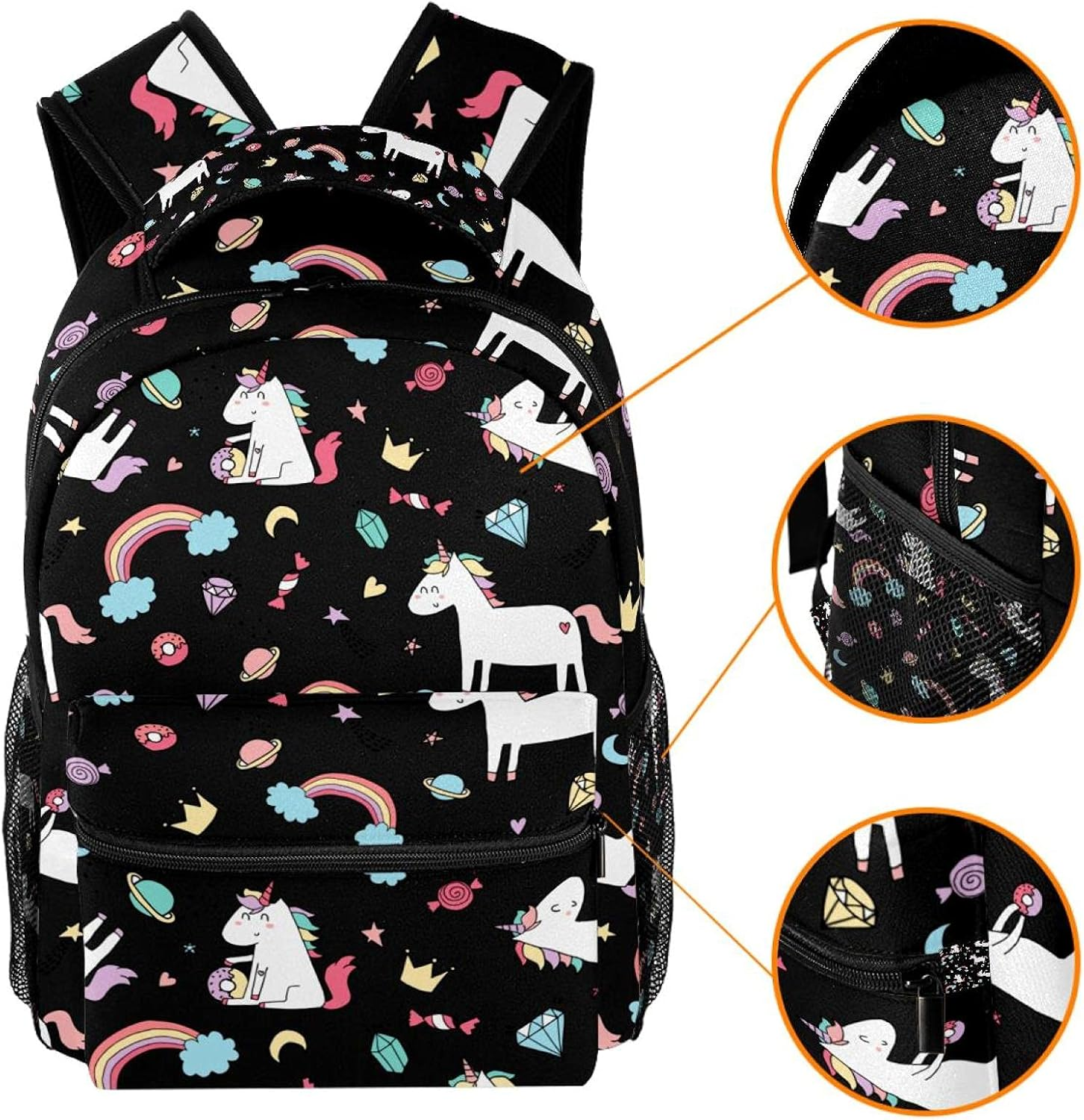 Unicorn Dreams Pattern Backpack Students Shoulder Bags Travel Bag College School Tote Backpacks image number 4