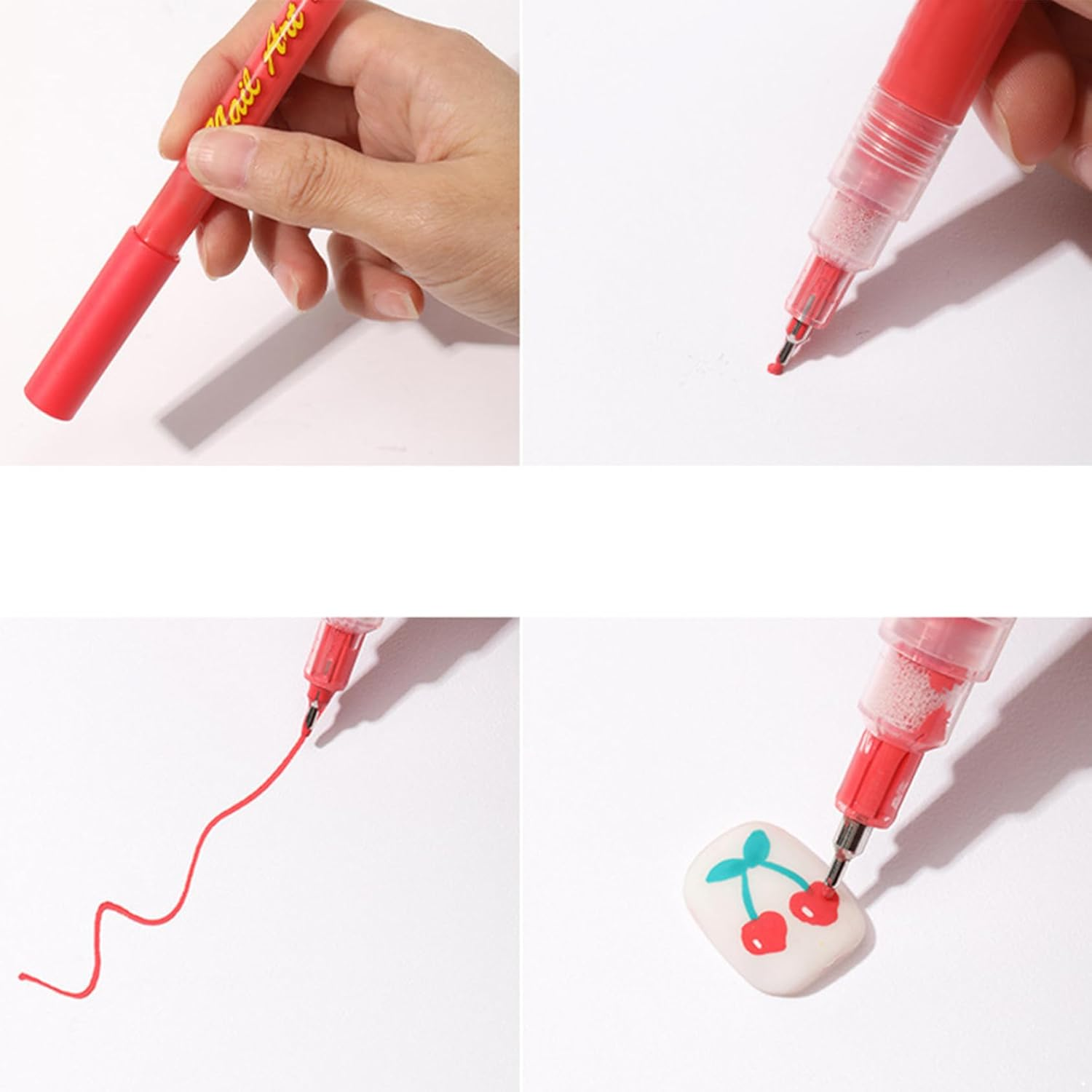 Yhong Professional Nail Art Pen for Painting Drawing and Dotting with Dual Ended Brush Ideal for DIY Nail Design and Beauty Decoration Red One Size - Coffee image number 2