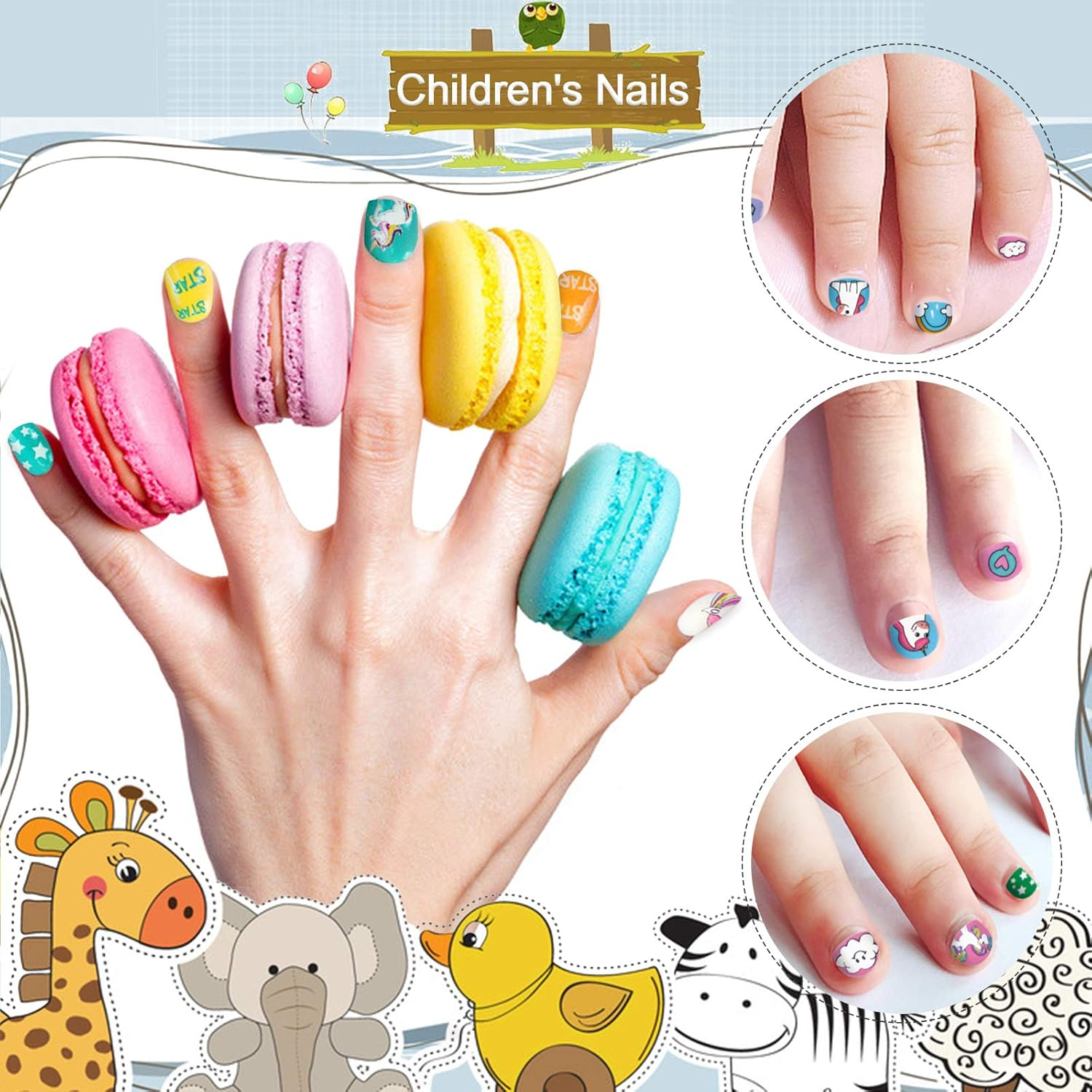 Unicorn 3D Nail Art Stickers Decals Self-Adhesive for Kids Little Girls, 270+ Cute Nail Tip Star Crown Princess Nail Manicure for Fingernails Toenails Birthday Party Supplies Gift Favors image number 6