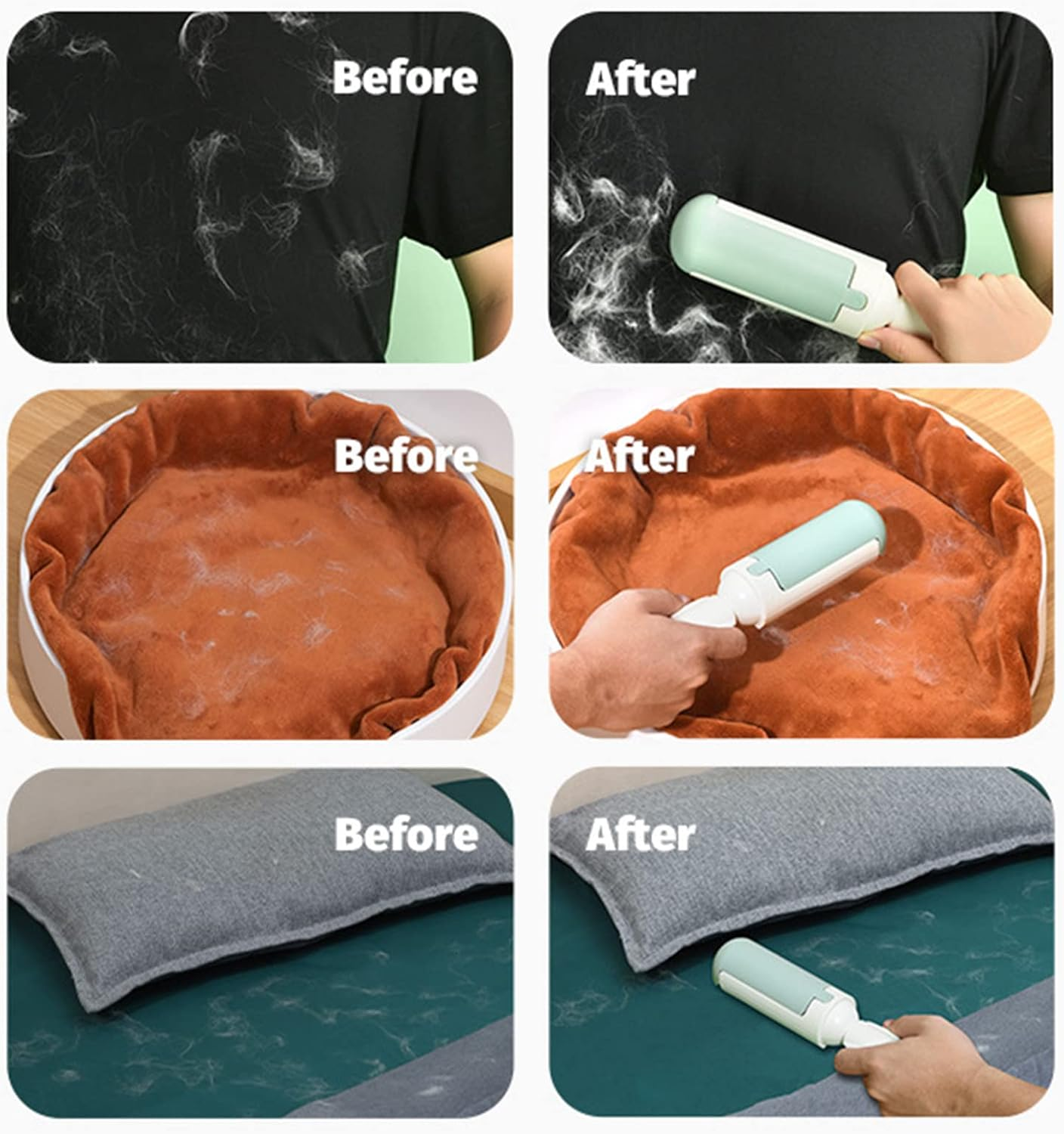 Pet Hair Remover Reusable Pet Hair Remover Dog and Cat Hair Remover for Sofas, Furniture, Carpets, Car Seats with Self-Cleaning Base Upgraded Animal Hair Remover Tool (Red Black) - Red Black image number 6