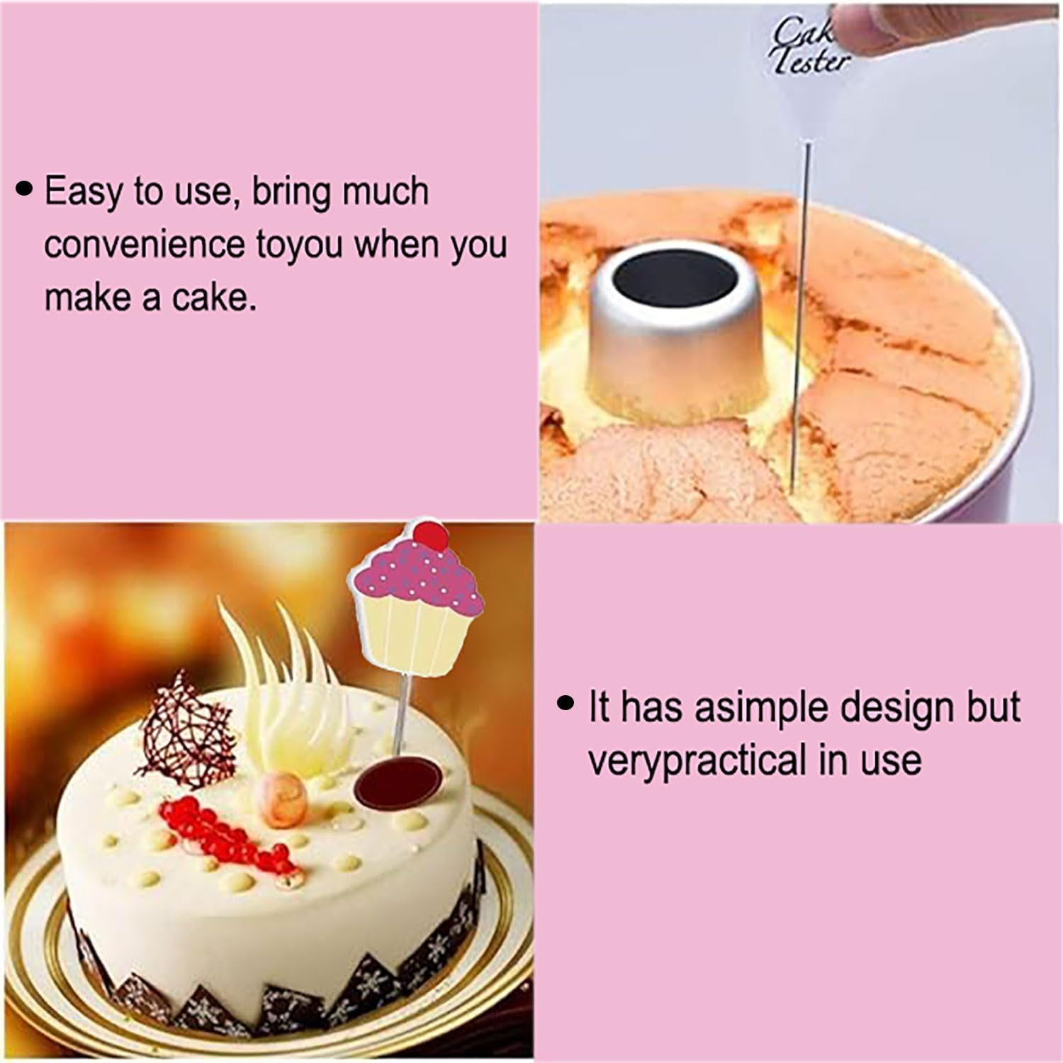 Yqkangzhu 3Pcs Cake Tester Needle, Cake Testing Probe, Reusable Cake Tester, Stainless Steel Cake Testing Needles, Practical Cake Tester Skewer Needles, Metal Cake Testing Stick Pin for Bakery Tools image number 3