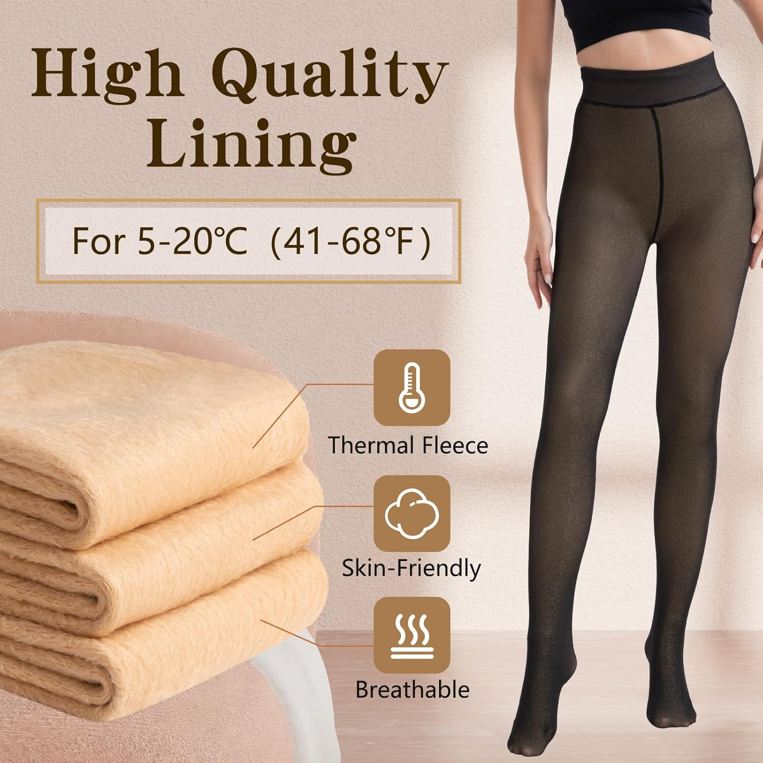 HONGTEYA Fleece Lined Tights Women Winter Thermal Leggings Pantyhose Fake Translucent Thick Warm Sheer Tights image number 4