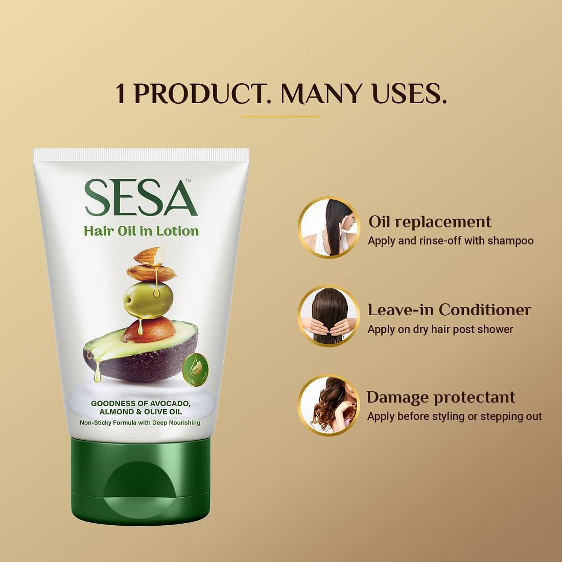 Sesa Hair Oil in Lotion | Non-Sticky Oil Replacement | Bhringraj & 17 Ayurvedic Herbs with 7 Nourishing Oils & Vitamin E | All Hair Types | NO Mineral Oil | 100 Ml (Pack of 1) image number 1