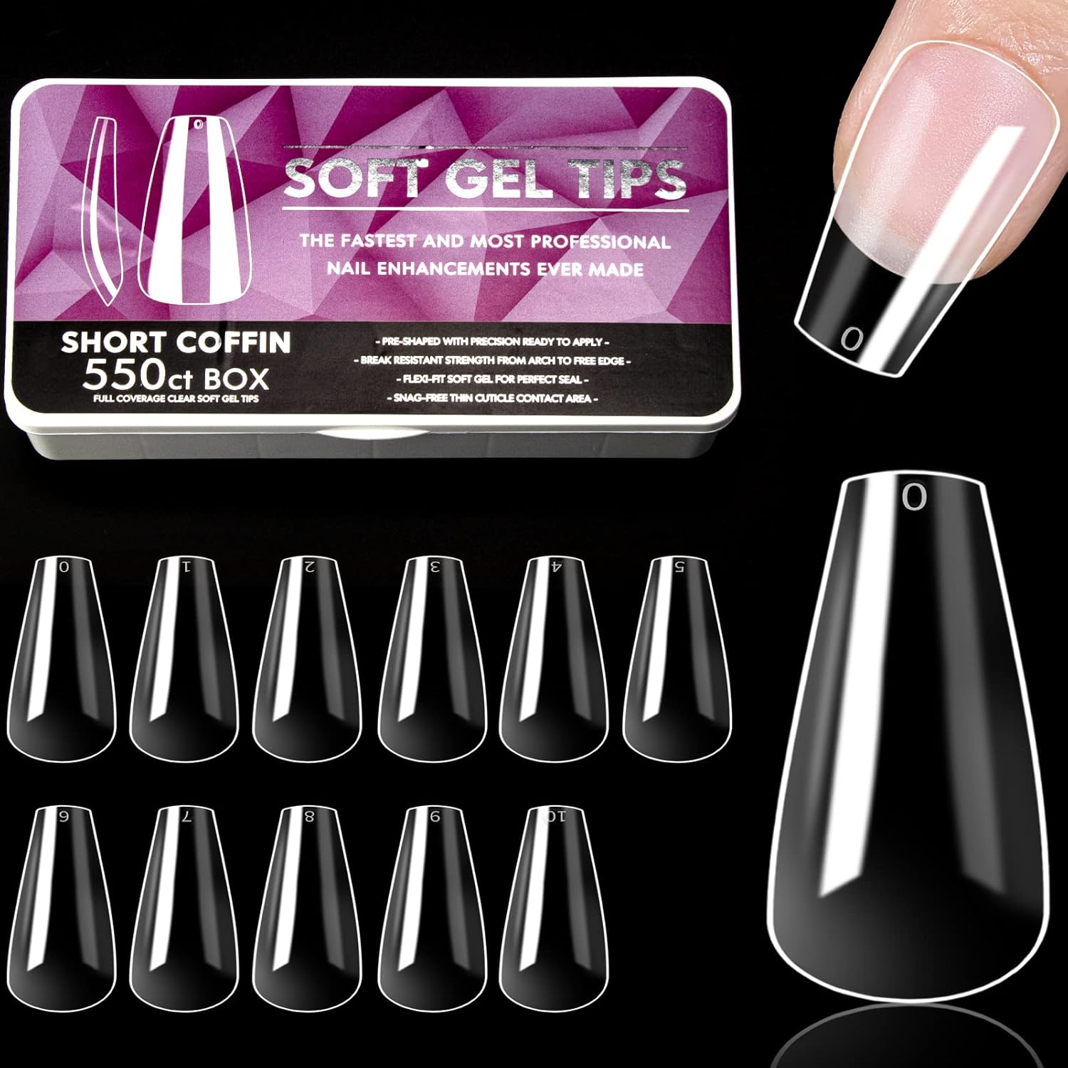 YUNAI Medium Almond Nail Tips - Soft Nail Extension Tip Kit, Pre-Shape Half Matte Full Cover Medium Almond Press on False Nail Tips for Nail Extension Home Salons DIY Nail Art