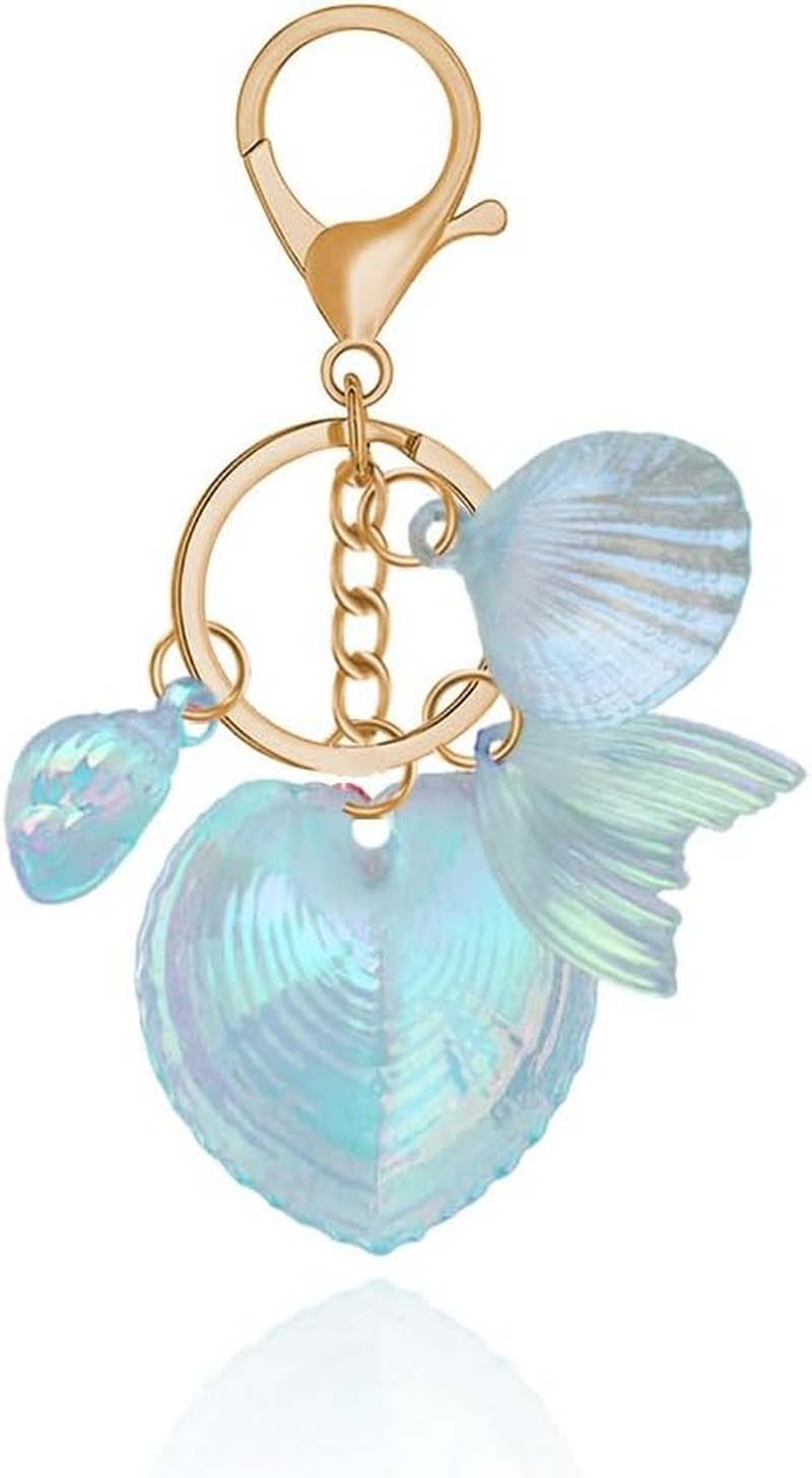 YALLNASL Seashell Purse Charms for Handbags Tote Beach Bag Accessories for Girls Women Beach Theme Gift Sea Shell Keychains