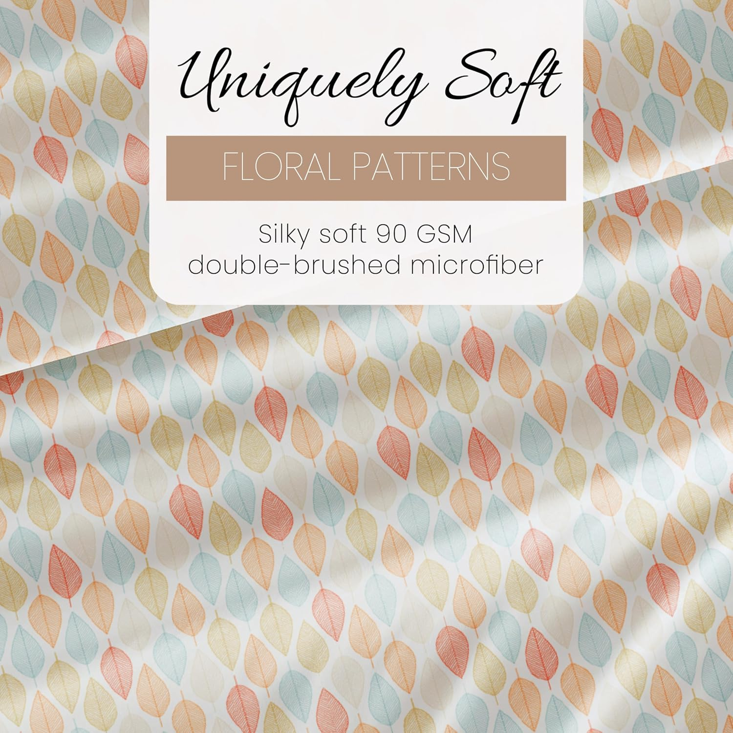 Becky Cameron Premium Ultra Soft Fall Foliage Pattern 4 Piece Bed Sheet Set, Twin, Yellow