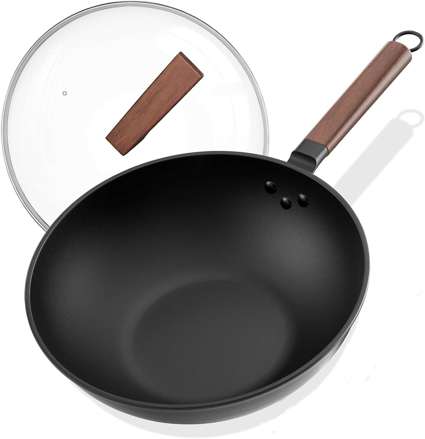 Carbon Steel Wok, 13" Wok Non Stick Wok Pan with Lid, Woks & Stir-Fry Pans for Electric, Induction and Gas Stoves image number 3