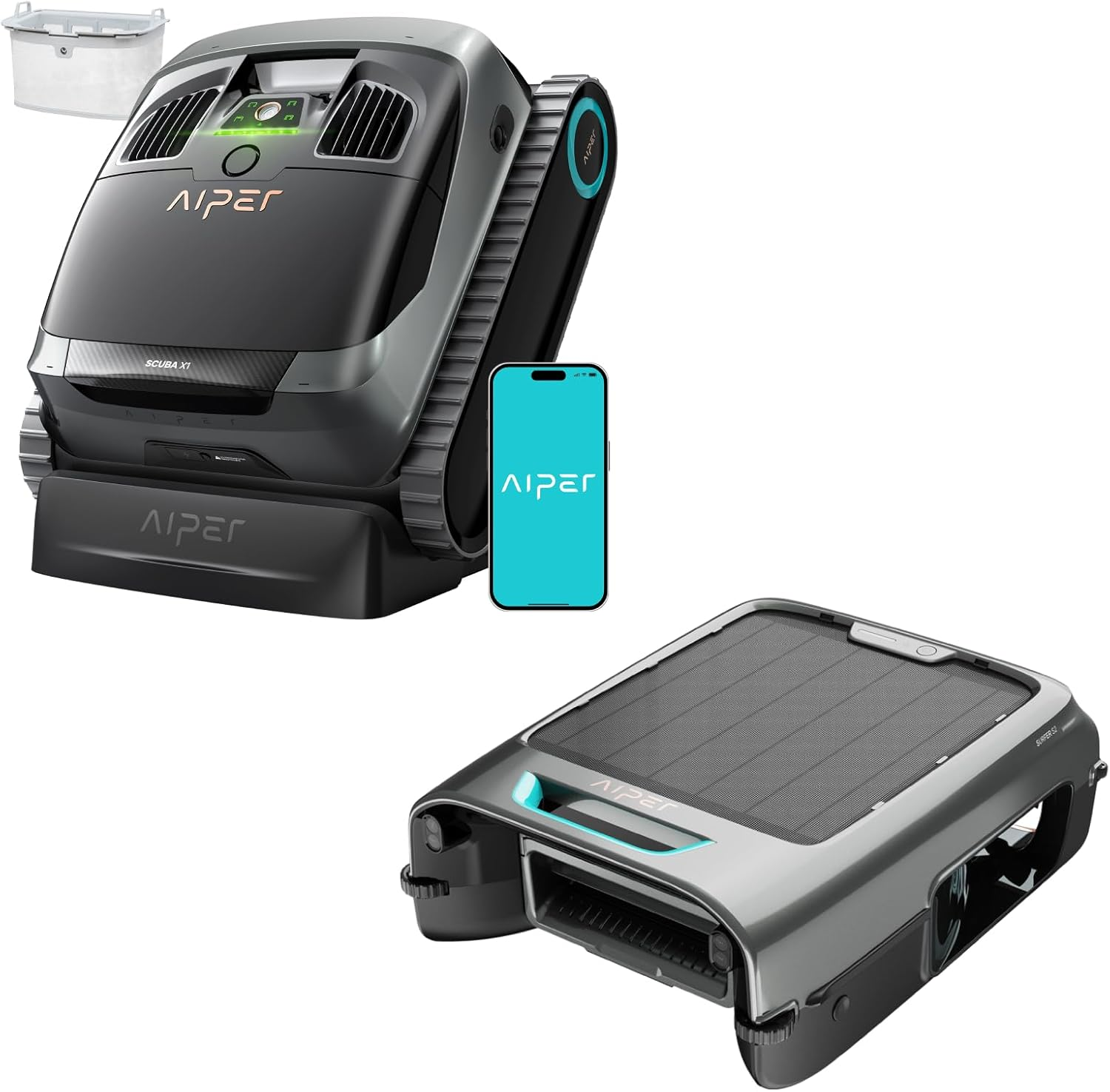 AIPER Scuba X1 and Surfer S2, Complete Comprehensive Pool Care (Floor, Wall, Waterline and Pool Surface), Ideal for In-Ground Pool up to 2150 Sq.Ft image number 5