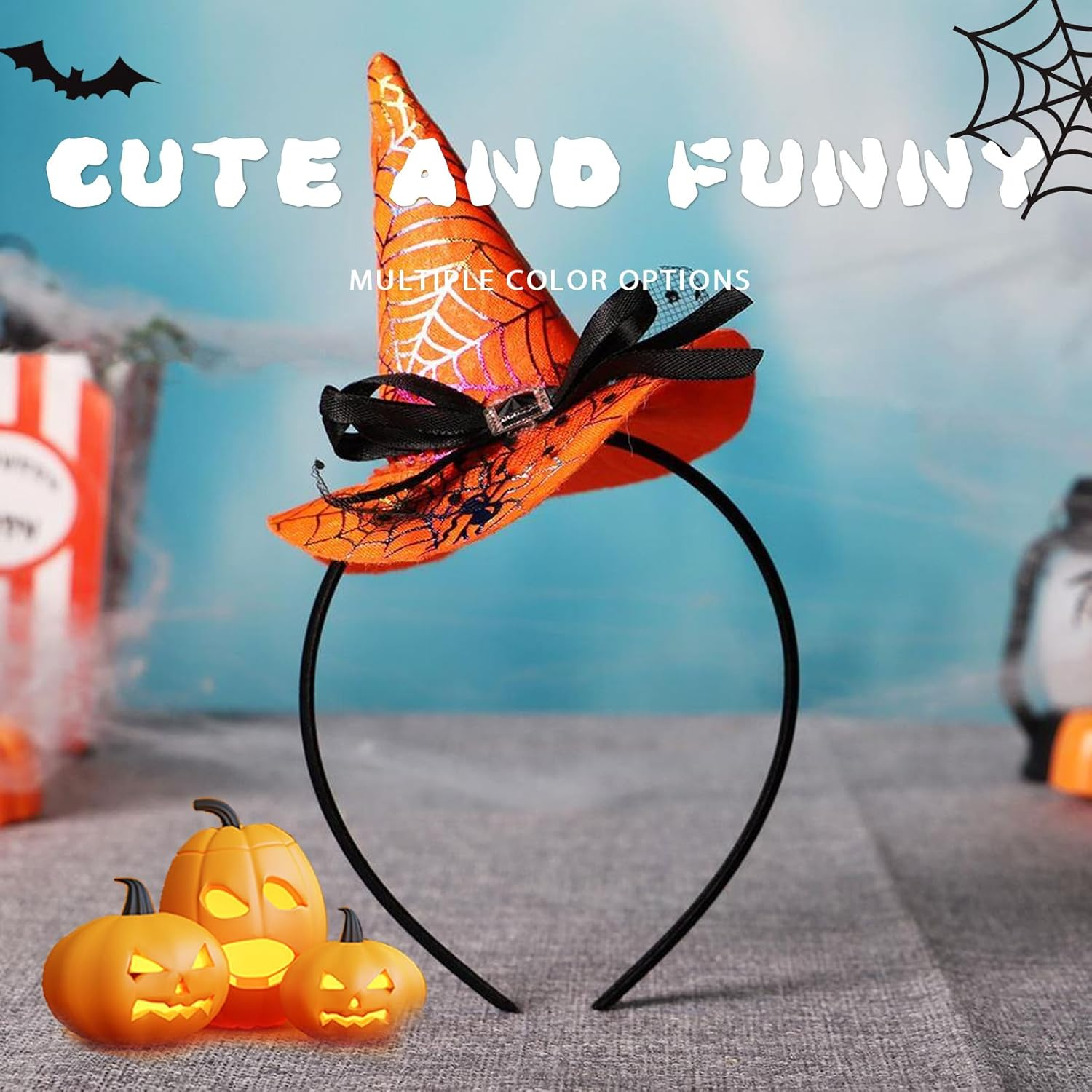 OHEETU 3Pcs Mini Witch Hat Headbands Halloween Hair Accessories Cosplay Dress-Up Photo Props for Costume Party image number 2