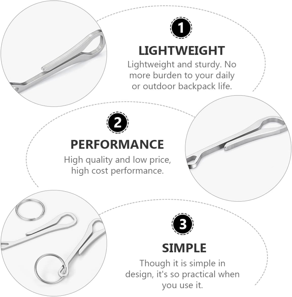 POPETPOP 2Pcs Stainless Steel Keychain Hooks for Bag Quick-Release Buckle Key Ring Hanging Buckles Practical Keychain Clips for Keys Wallet Pouch image number 2