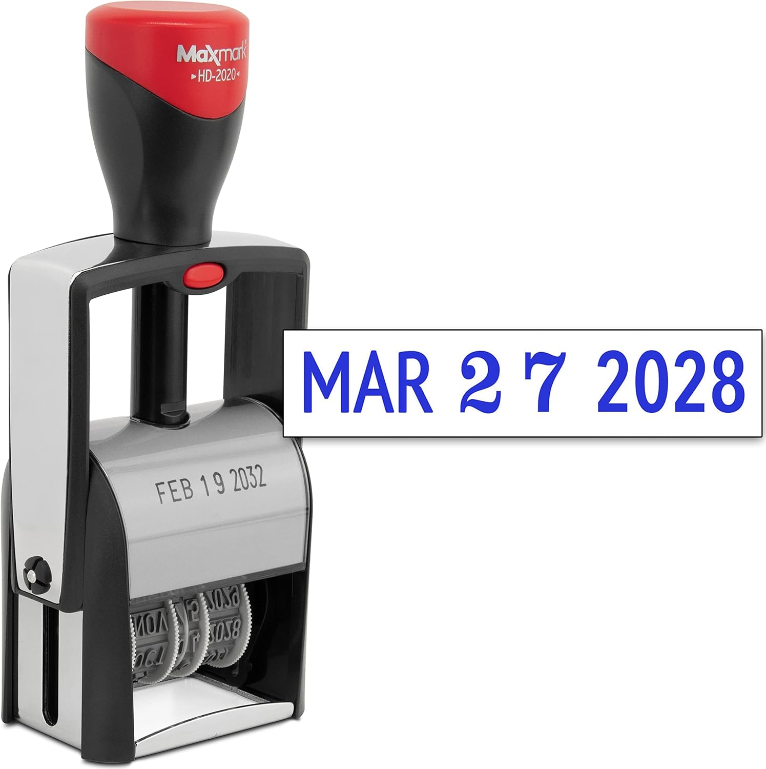 2000 plus 2020 Heavy Duty Date Stamp, Large Date Size - Exclusive 12-Year Band Red