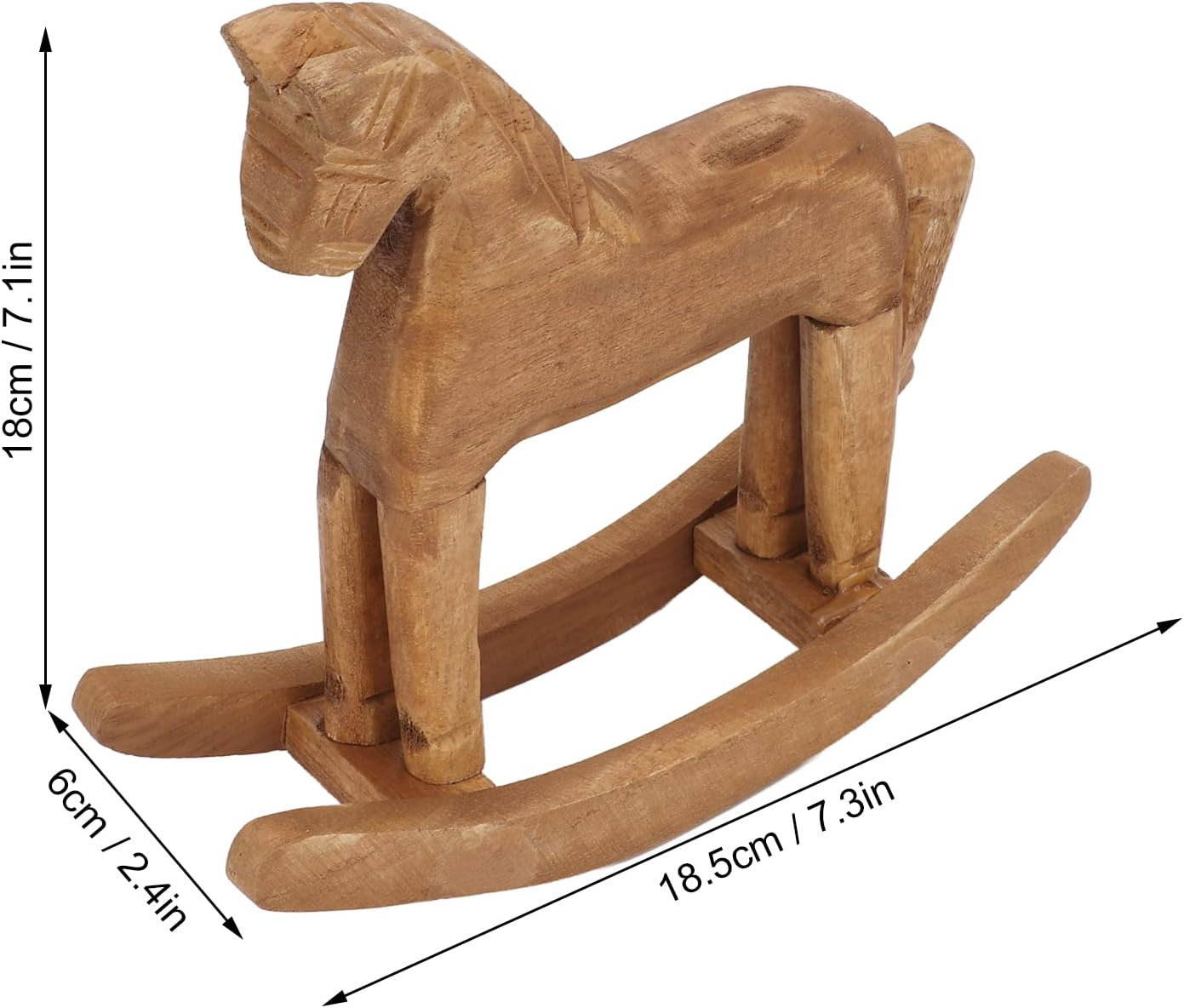 Sustvita Handmade Pine Wood Rocking Horse, a Wooden Decor Ornament for Bedside Table or Bookrack, Nice Birthday/Christmas Treat image number 2