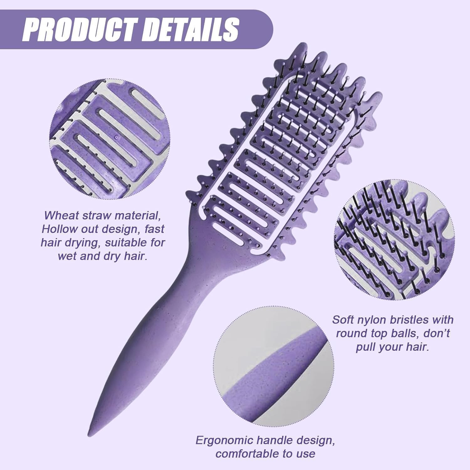 Curl Defining Brush, Curl Hair Brush, Curl Define Styling Brush, 2025 New Vented Hair Brush, for Combing and Shaping Men'S and Women'S Curls to Reduce Pulling 2Pcs image number 4