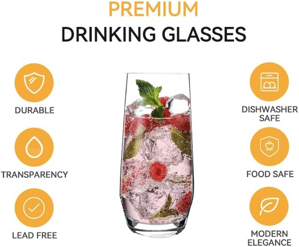 [6-Pack,18.6 Oz]Design&bull;Master-Premium Large Capacity Tumbler Highball Glass Tableware for Water, Juice, Beer and Cocktails&hellip; image number 3