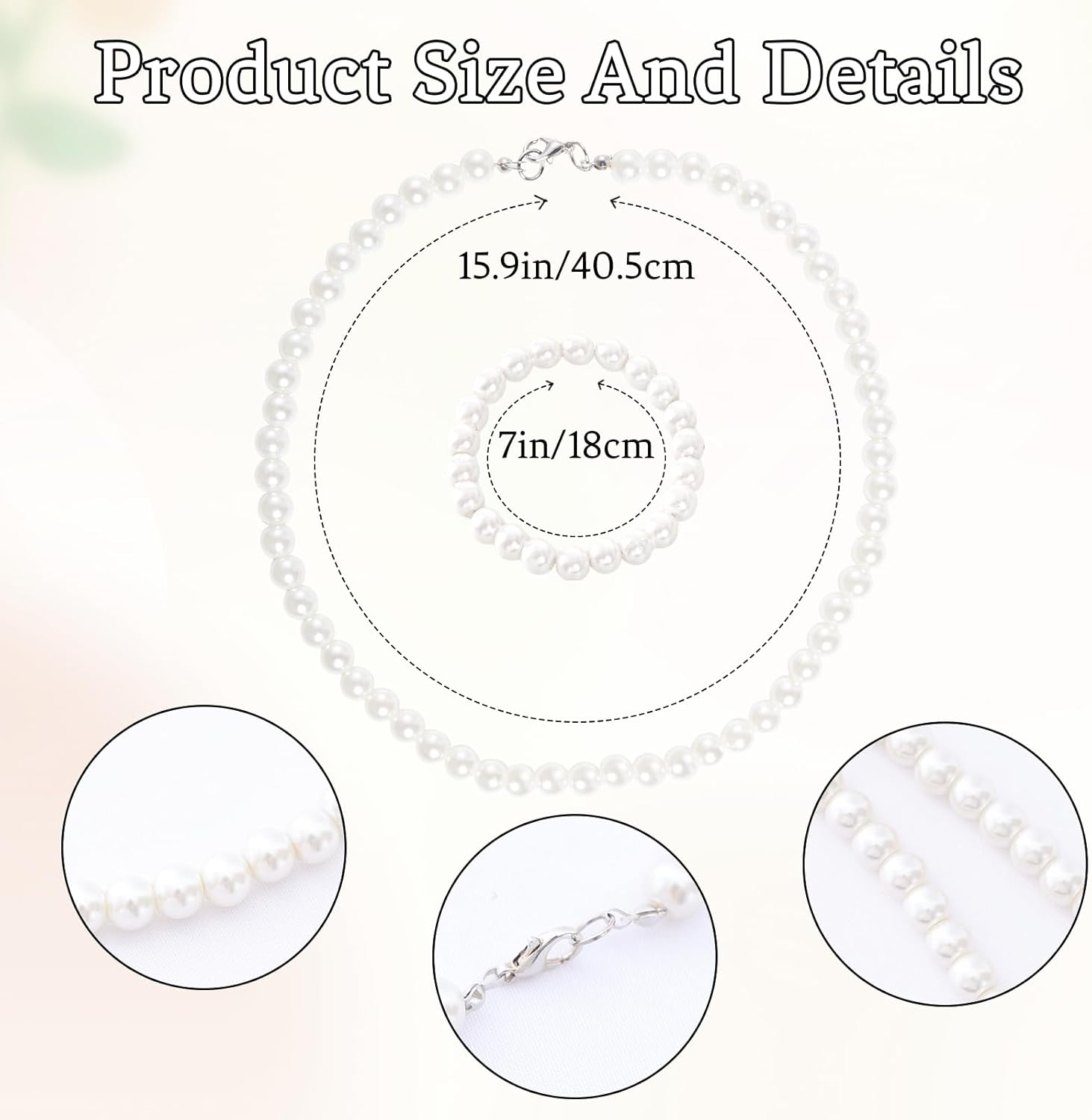 5 Pcs Old Lady Costume Set Grandma Granny Glasses Eyeglasses Chain Pearl Necklace Bracelet for Women Granny Halloween Costume image number 3