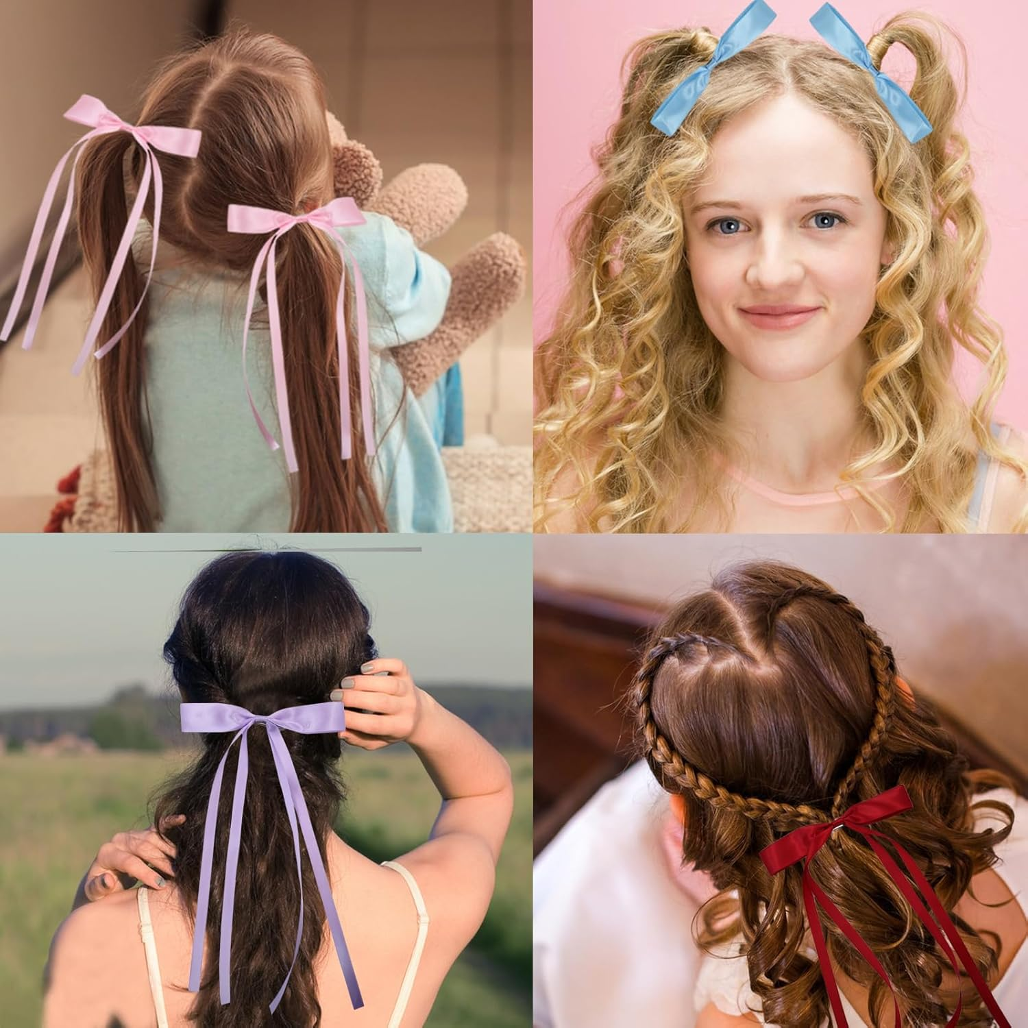 8 PCS Tassel Hair Bows for Women, Fashion Hair Bows Clip, Hair Ribbon Barrettes with Long Tail, Cute Hair Accessories for Women Girls Gifts image number 1