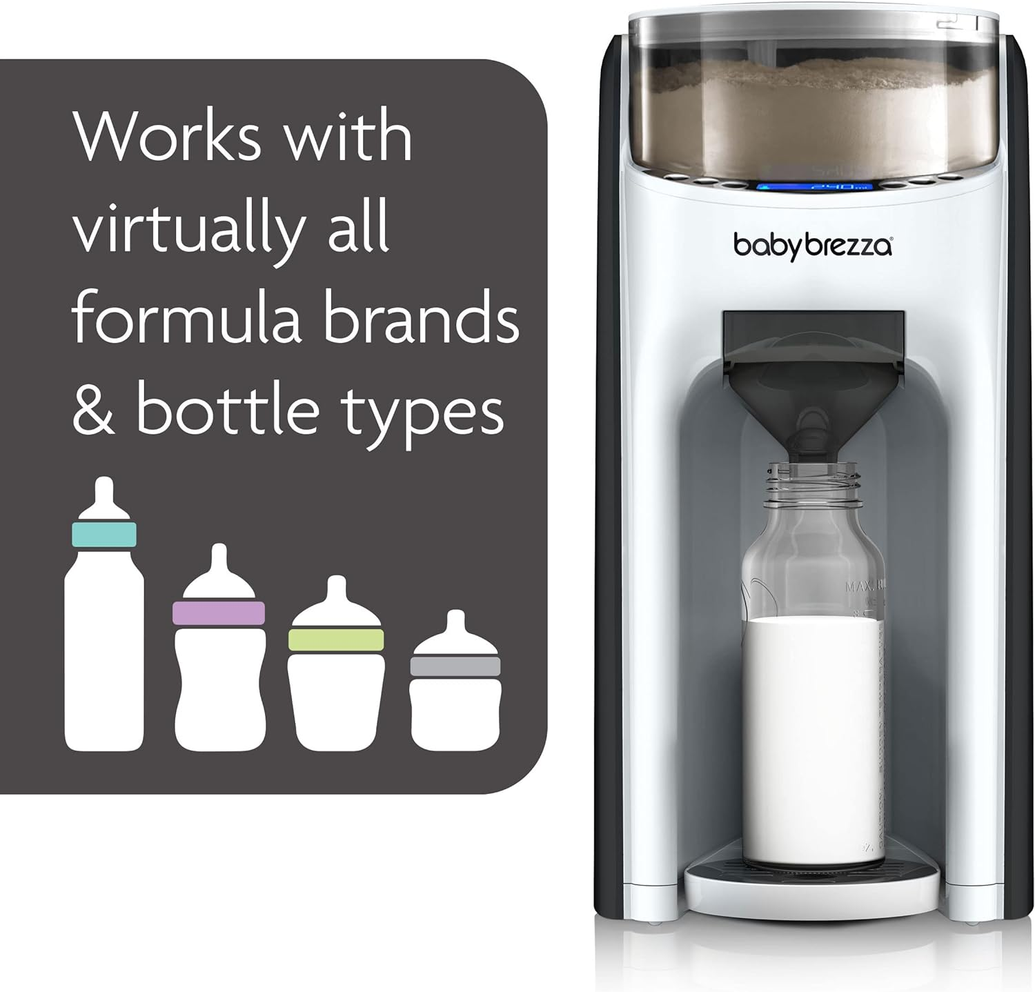 Baby Brezza Formula Pro Advanced Formula Dispenser Machine - Automatically Mix a Warm Formula Bottle Instantly - Easily Make Bottle with Automatic Powder Blending (White-02) image number 3