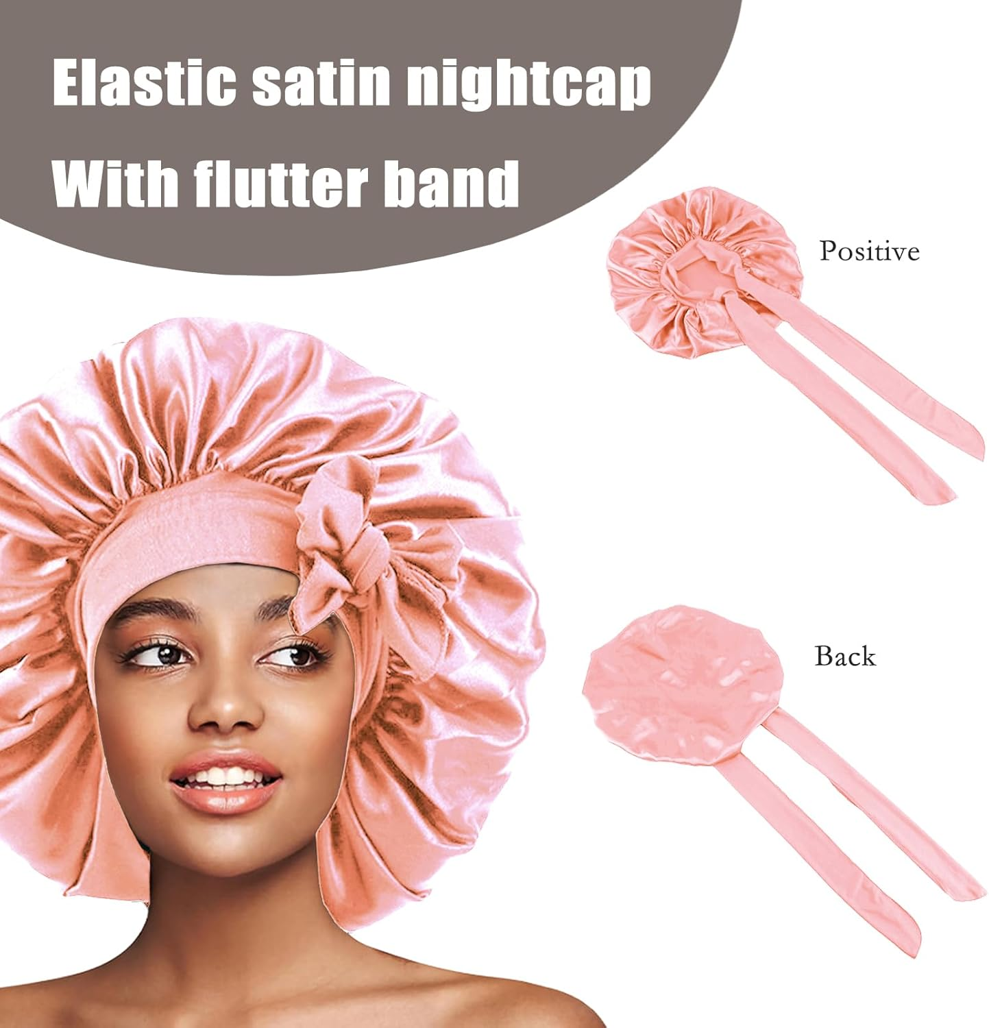 Yuejieselected Silk Sleep Cap for Long Hair Silk Sleep Cap for Sleeping (1 Light Powder), Dusted, 1 image number 4