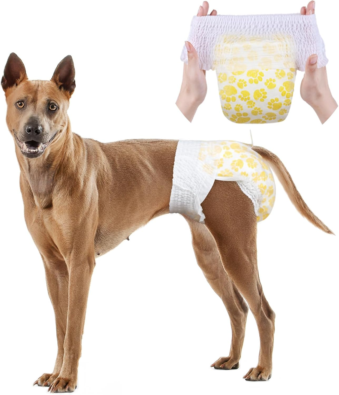 Dono Dog Diapers Female with Stretchy Waist-10-48Pcs, Disposable Full Wrap Female Puppy Dog in Heat Period Diapers, 360&deg; Leak-Proof Super Absorbent Doggie Puppy Diapers (XL-24 Count) image number 5