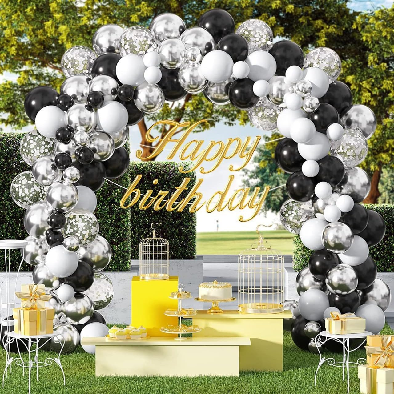 Metal Silver Balloon Wreath Arch Set, Wedding Party Birthday Party（100 PCS） image number 2