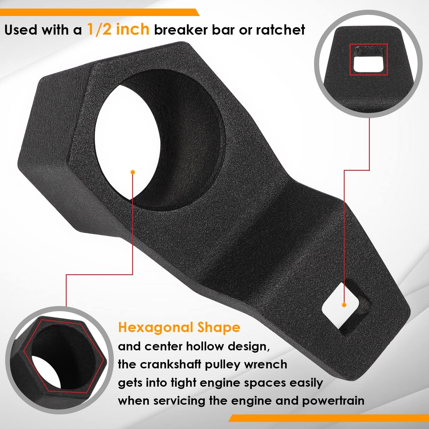 Yoursme 19Mm Harmonic Balancer Socket 77080 & 50Mm Crankshaft Crank Pulley Wrench Holder for Honda and Acura Engines image number 5