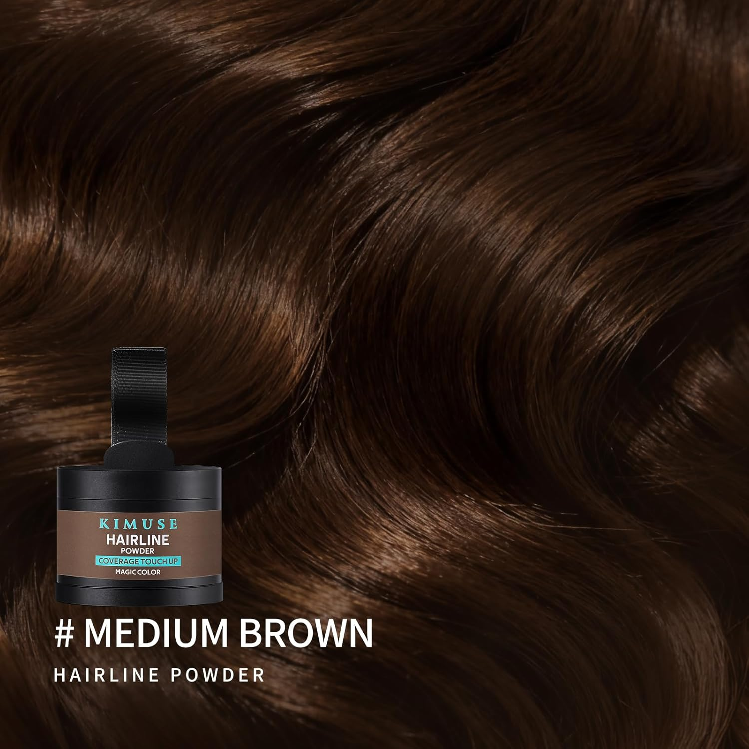 KIMUSE Hairline Powder, Root Touch up Hair Color, Instantly Conceals Hair Loss, Bald Spot Thin Hair Powder with Dual-Ended Hairline Brush for Women and Men, Transfer-Proof & Sweat-Proof (Medium Brown) - Dark Brown image number 3