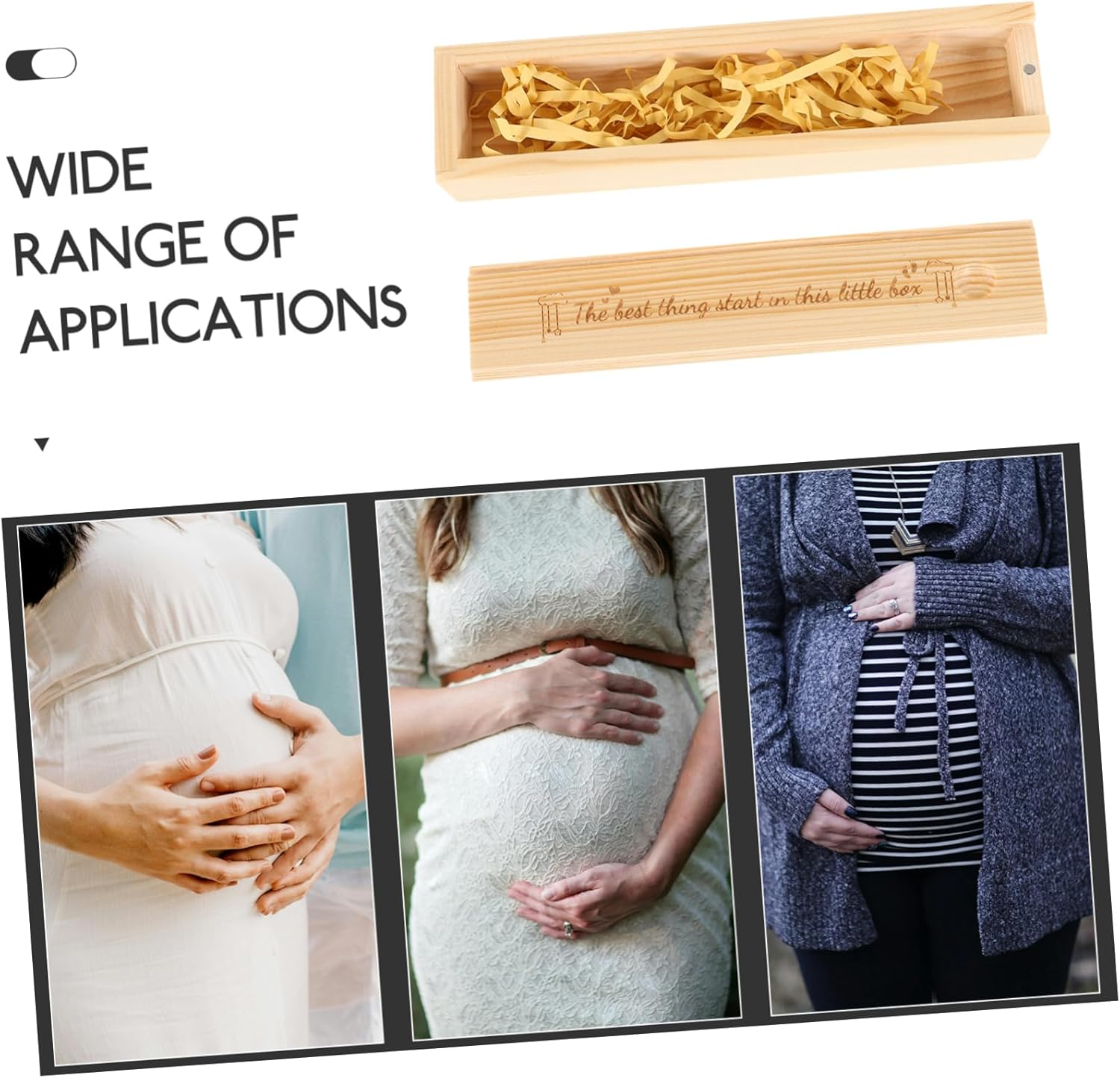 ABOOFAN Wood Pregnancy Test Storage Box Lid, Baby Announcement Keepsake Organizer, Natural Wood Pregnancy Test Holder for Pregnant Women, Newborn image number 4