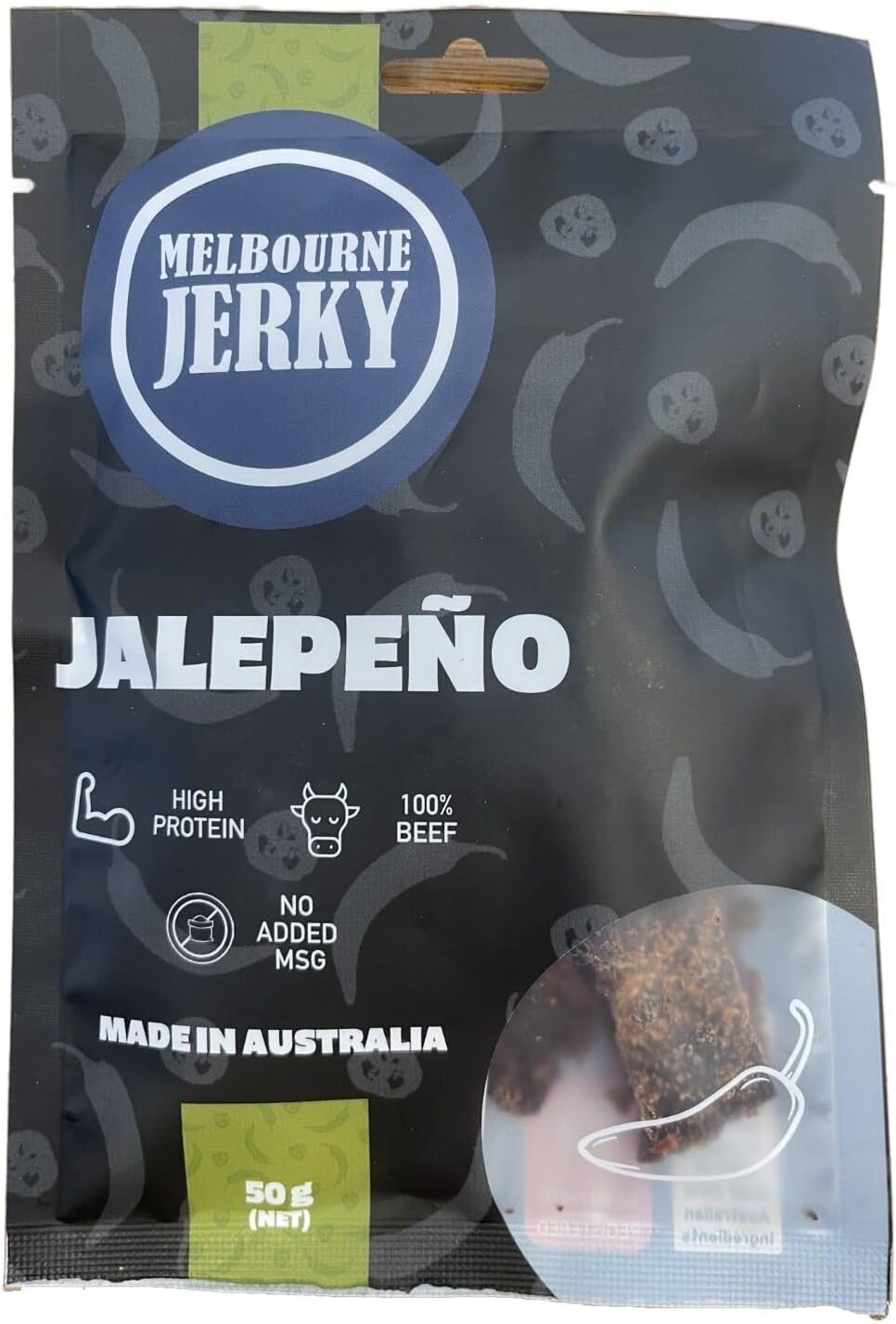 Melbourne Jerky, Premium Beef Jerky, MSA Grade, High-Protein Snack, Wholesome, Tender, Juicy, Flavourful, Australian Made, Ready-To-Eat, Healthy Snack Alternative, Jalapeno Flavour, 50G image number 5