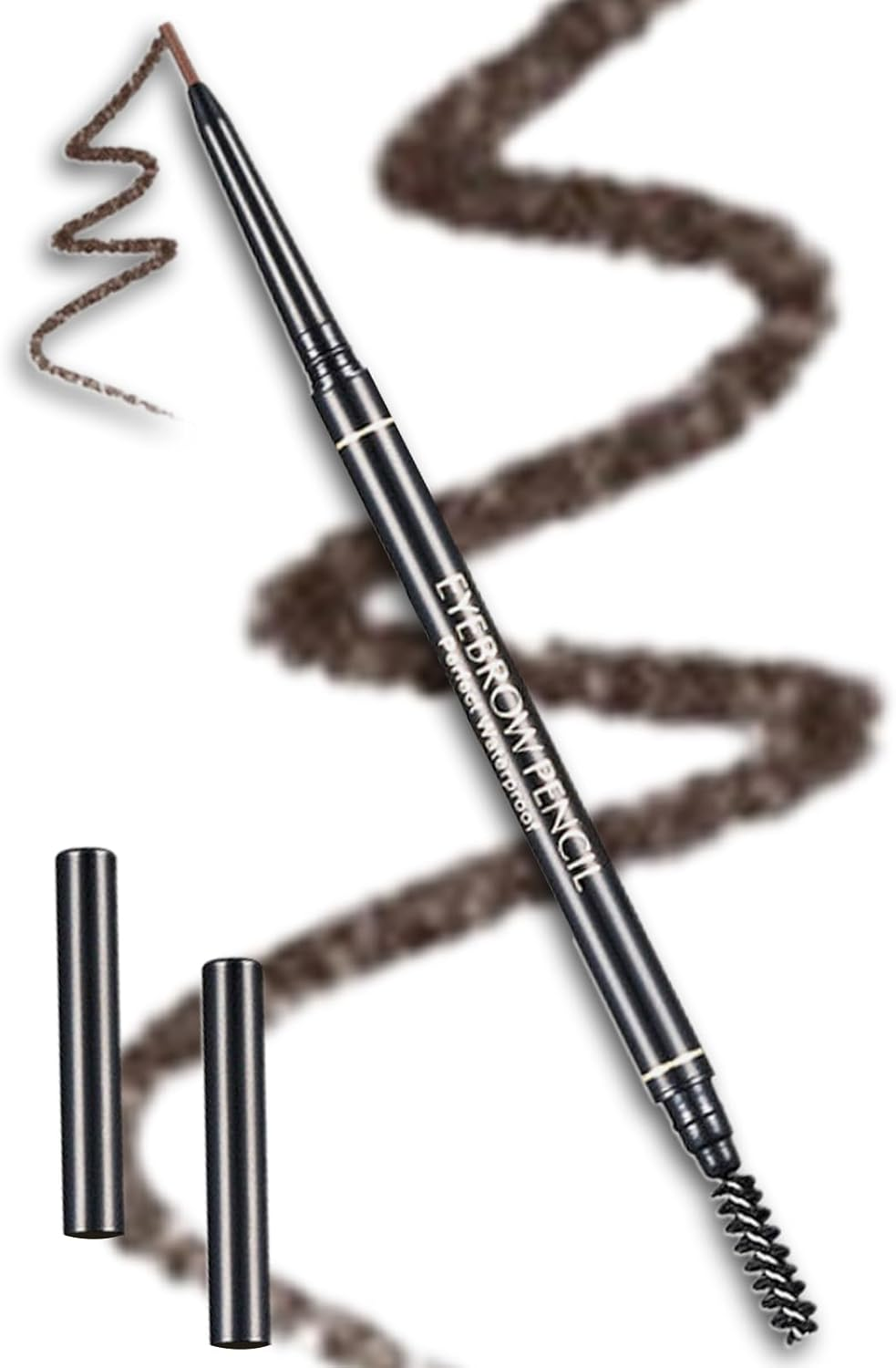 Dual-Ended Eyebrow Pencil Micro Pencil with Eyebrow Brush Sweat-Proof Ultra-Fine Pencil Tool for Shaping Defining and Filling Suitable for Beginners Makeup Artists and Beauty Enthusiasts (Black)