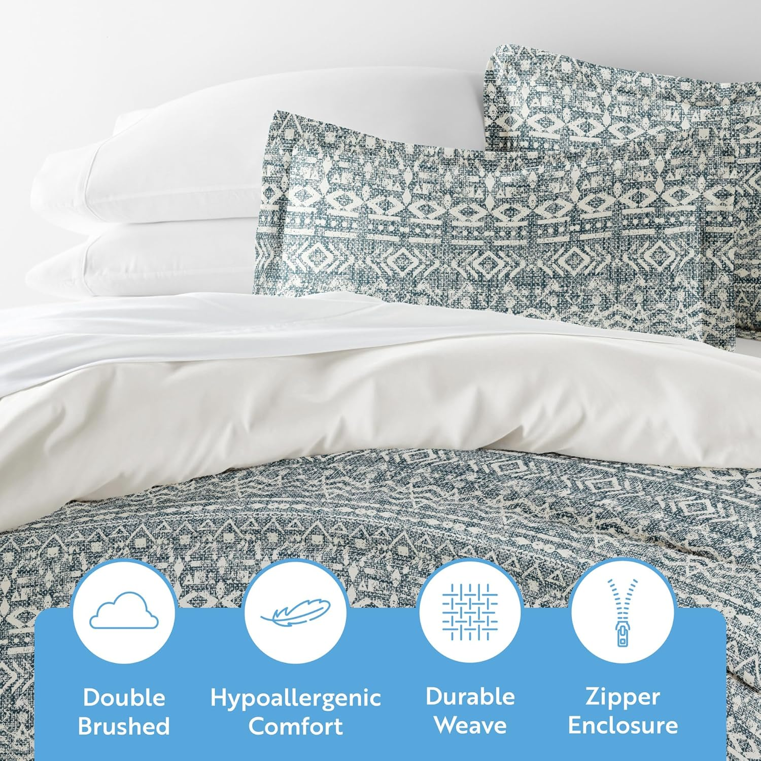 Linen Market Duvet Cover Queen (Navy) - Experience Hotel-Like Comfort with Unparalleled Softness, Exquisite Prints & Solid Colors for a Dreamy Bedroom - Queen Duvet Cover Set with 2 Pillow Shams image number 4