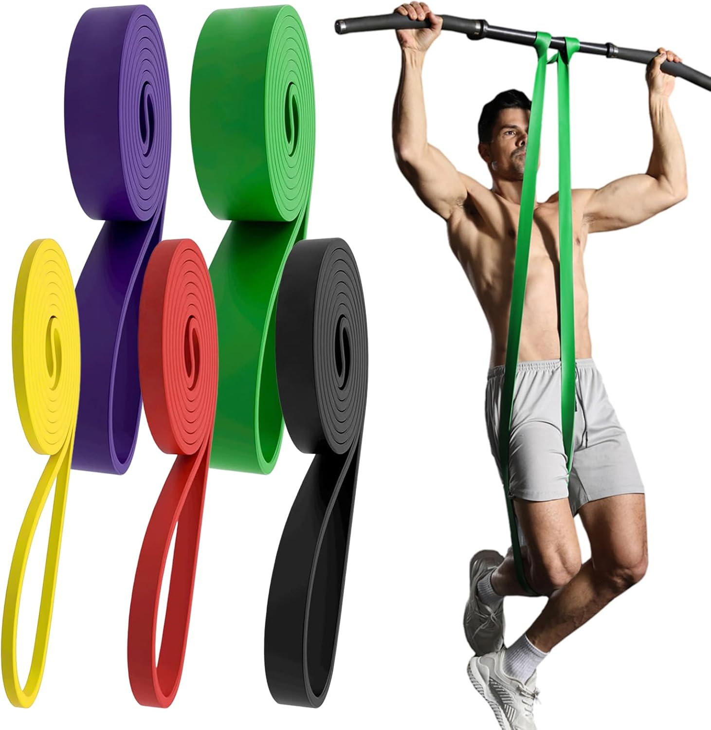 Resistance Bands, 5 Pack Resistance Bands for Working Out, Essential Power Bands, Resistance Loop Set,Fitness Bands for Workout, Yoga, Improve Mobility and Strength image number 6