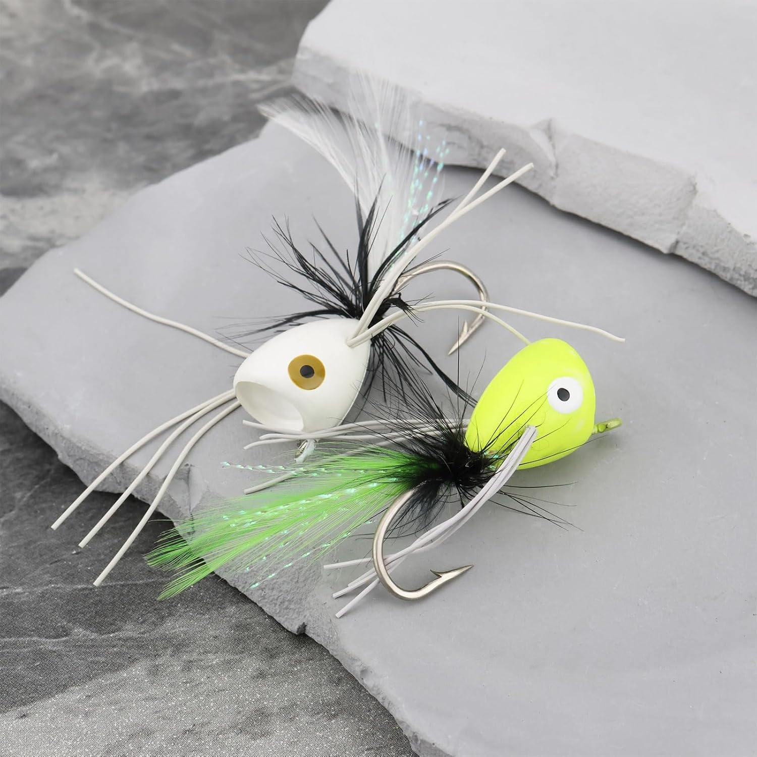 Emsea 10Pcs Fly Fishing Poppers Fly Fishing Foam Popper Flies, Size 6, White Black Red Yellow Orange - Topwater Lures for Bass, Bluegill, Trout, Panfish image number 3