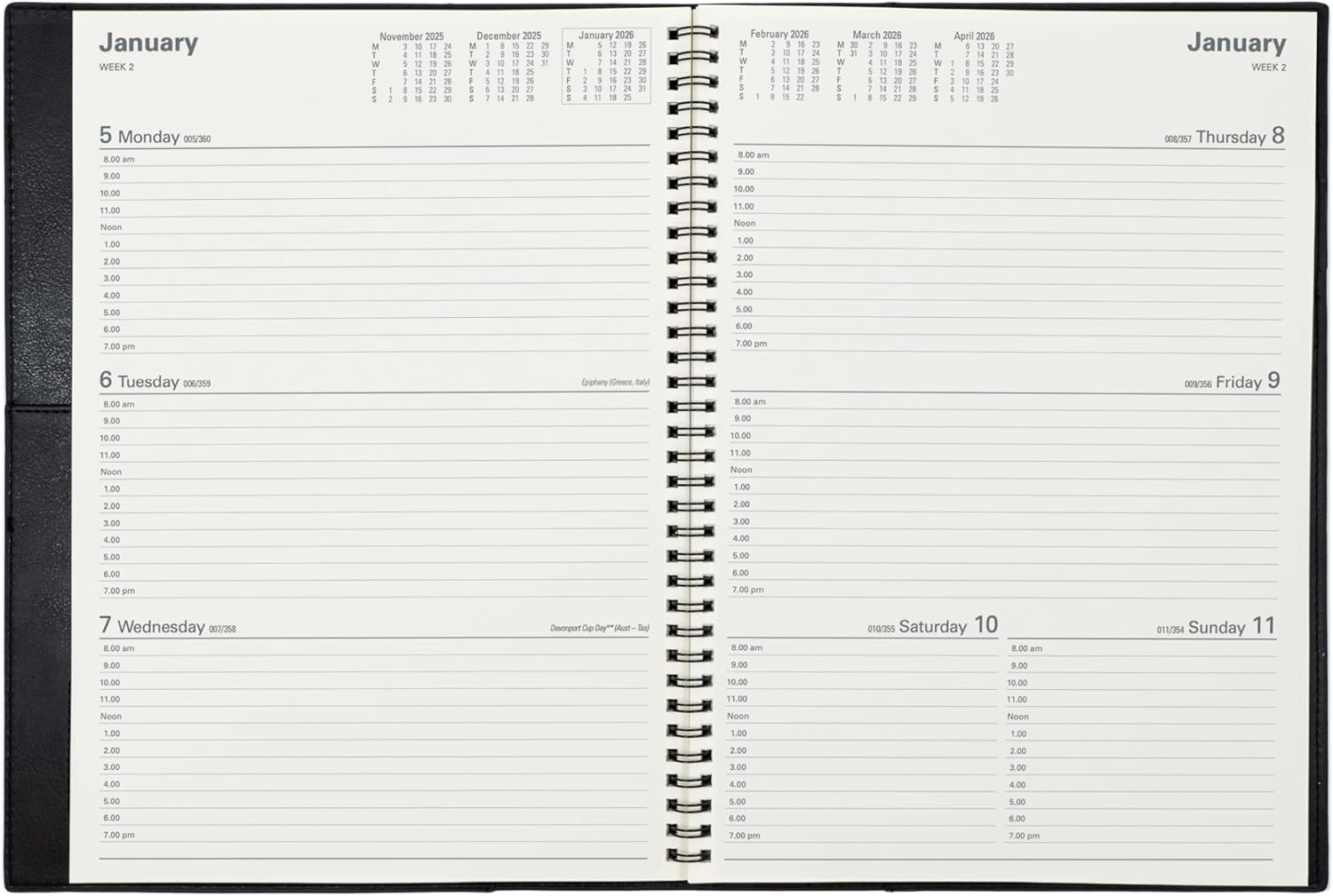 Collins Vanessa - A4 Week to View Financial Year 2025-2026 Diary/Planner - Rose Gold