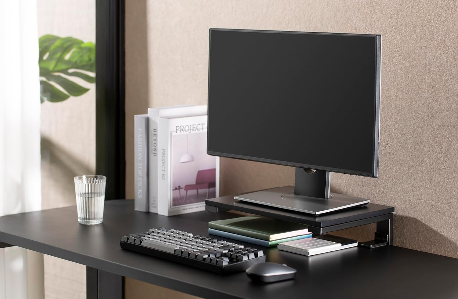 Officeozone 2-In-1 Desk Organizer, Extender Shelf & Monitor Riser, Clamp-On, 38 Cm, Black image number 3