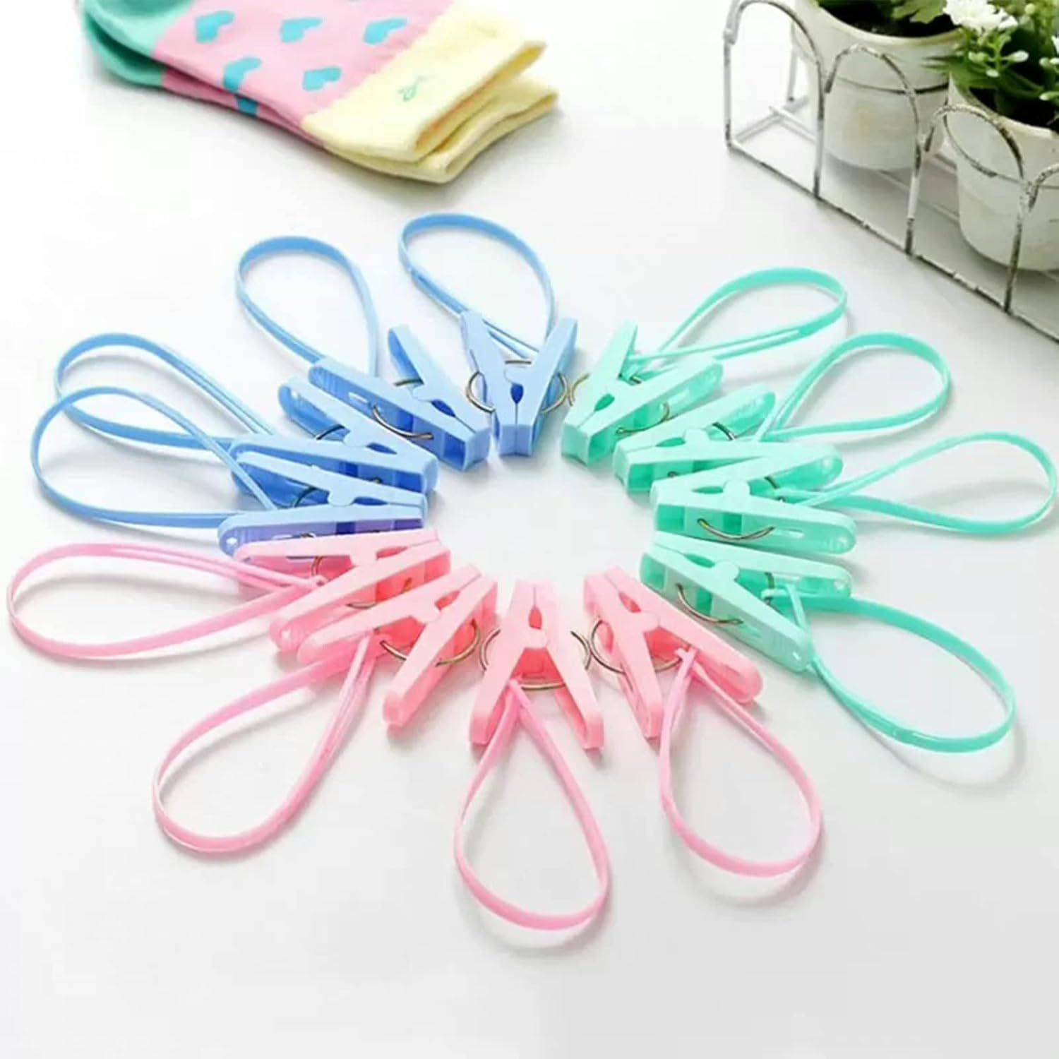 12Pcs Portable Clothespins Drying Clip Laundry Hook Hanger Clothesline Travel Home Clothing Pegs Hanger image number 1