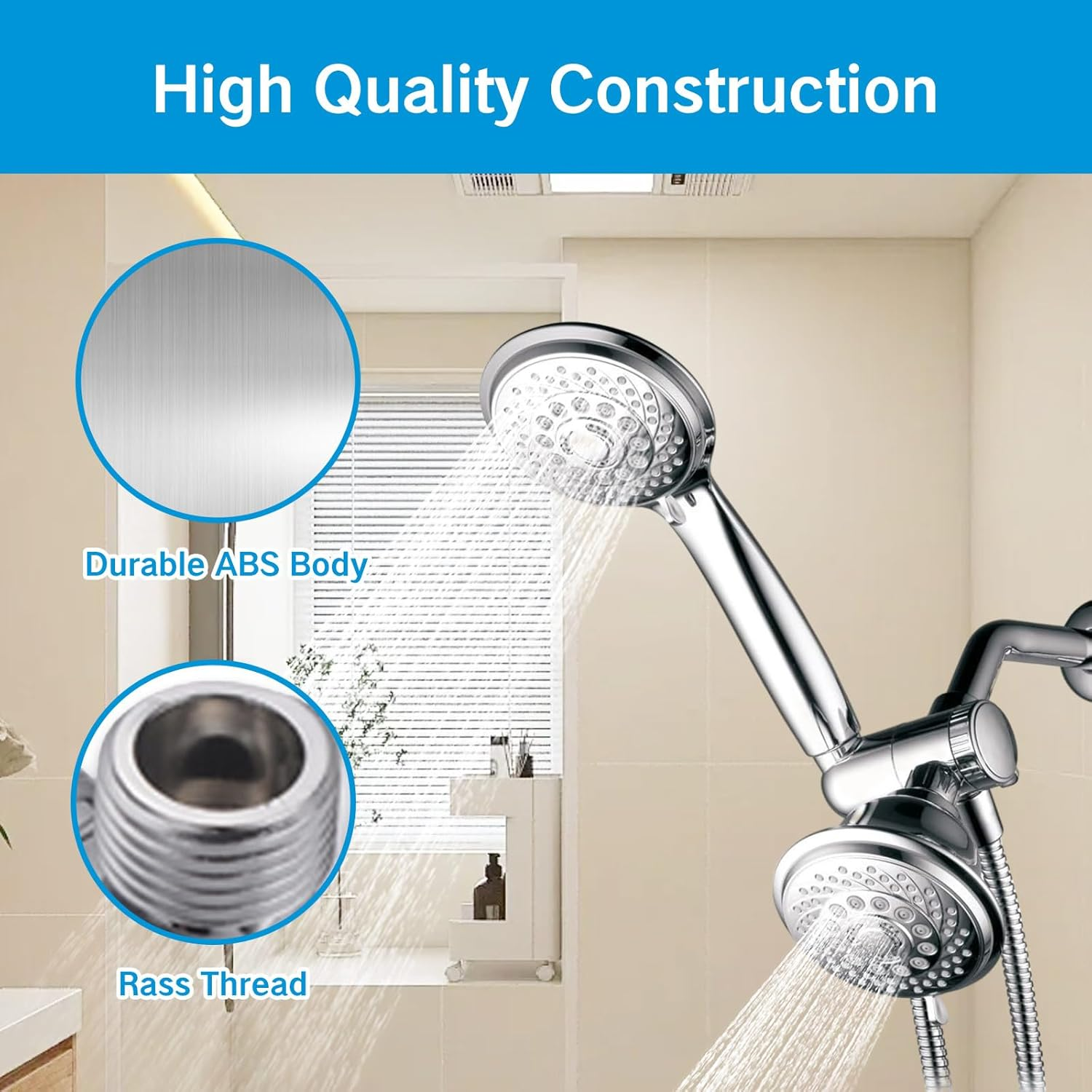 YAFIYGI 3 Way Shower Diverter Valve 1/2&rdquo; Three Head Splitter Adapter and Fixed Spray Head with Handheld Cradle Bathroom Accessories for Hand Universal Shower System Replacement (Silvery) image number 1