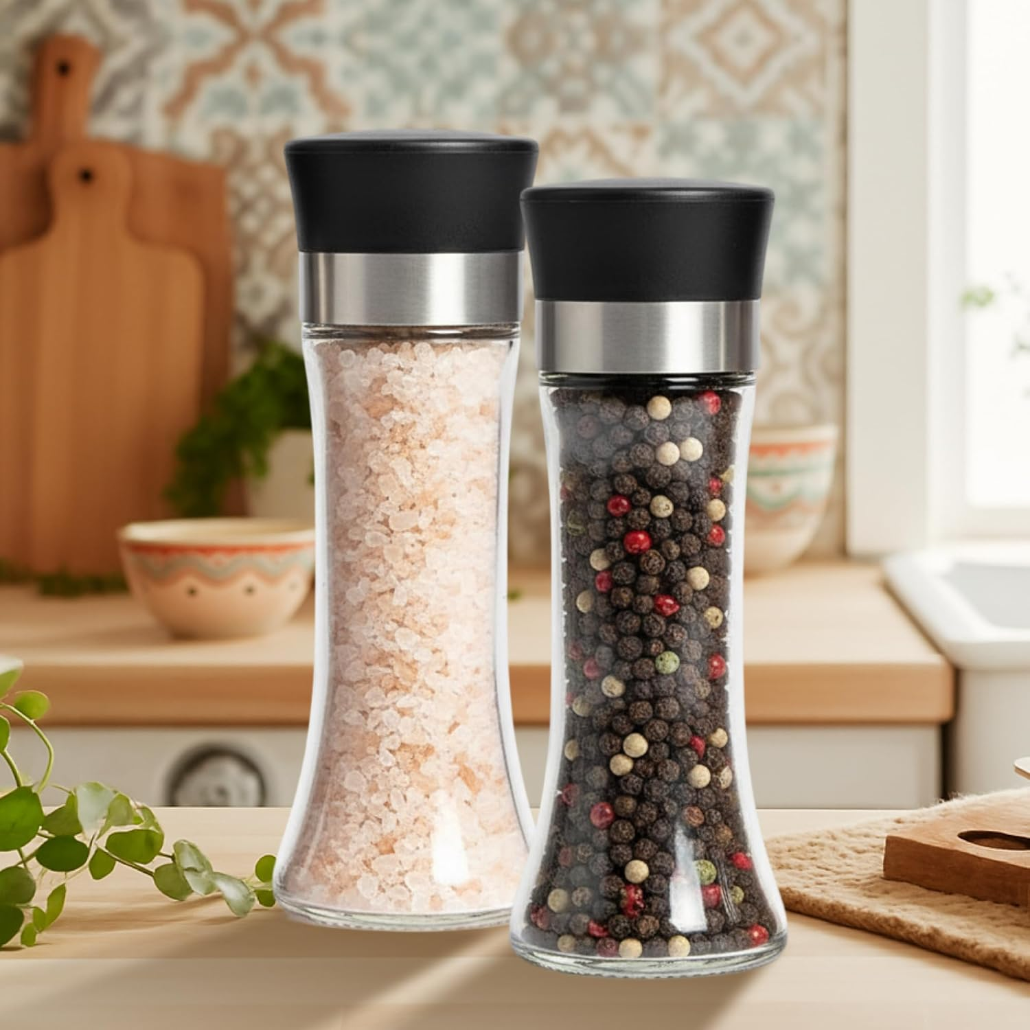 The Gourmet Collection Salt and Pepper Twin Pack Seasoning &ndash; 200G Salt & 90G Pepper, Refillable Spice Grinders for Cooking, BBQ Seasoning & Kitchen Use image number 2
