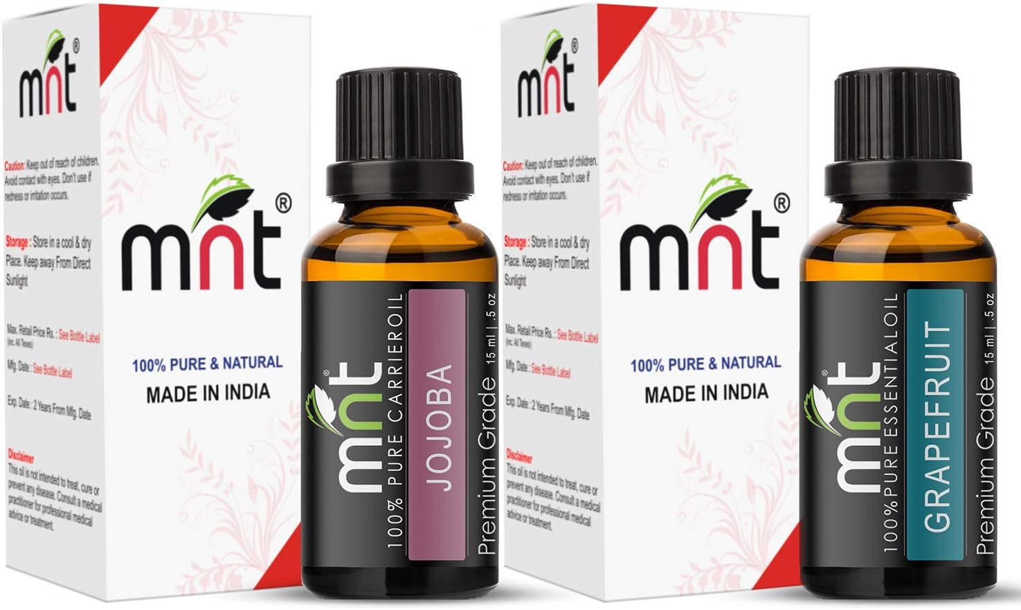 MNT Combo of Jojoba Oil and Grapefruit Oil for Hair Growth, Skin Care (Each 15ML) - 100% Pure Natural Oil image number 1