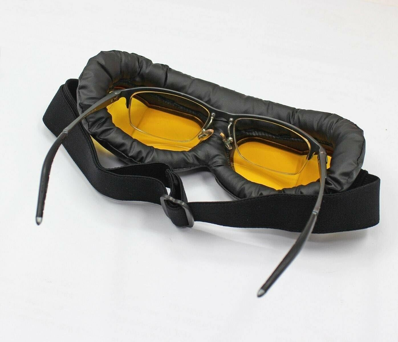 TDR Vintage Aviator Pilot GOGGLES - Vintage Protective Gear for Skiing, Motorcycle and Scooter, Adjustable UV Protection Anti-Fog Safety Goggles for Adults and Teens, Multiple Colours (Yellow Lens) image number 6