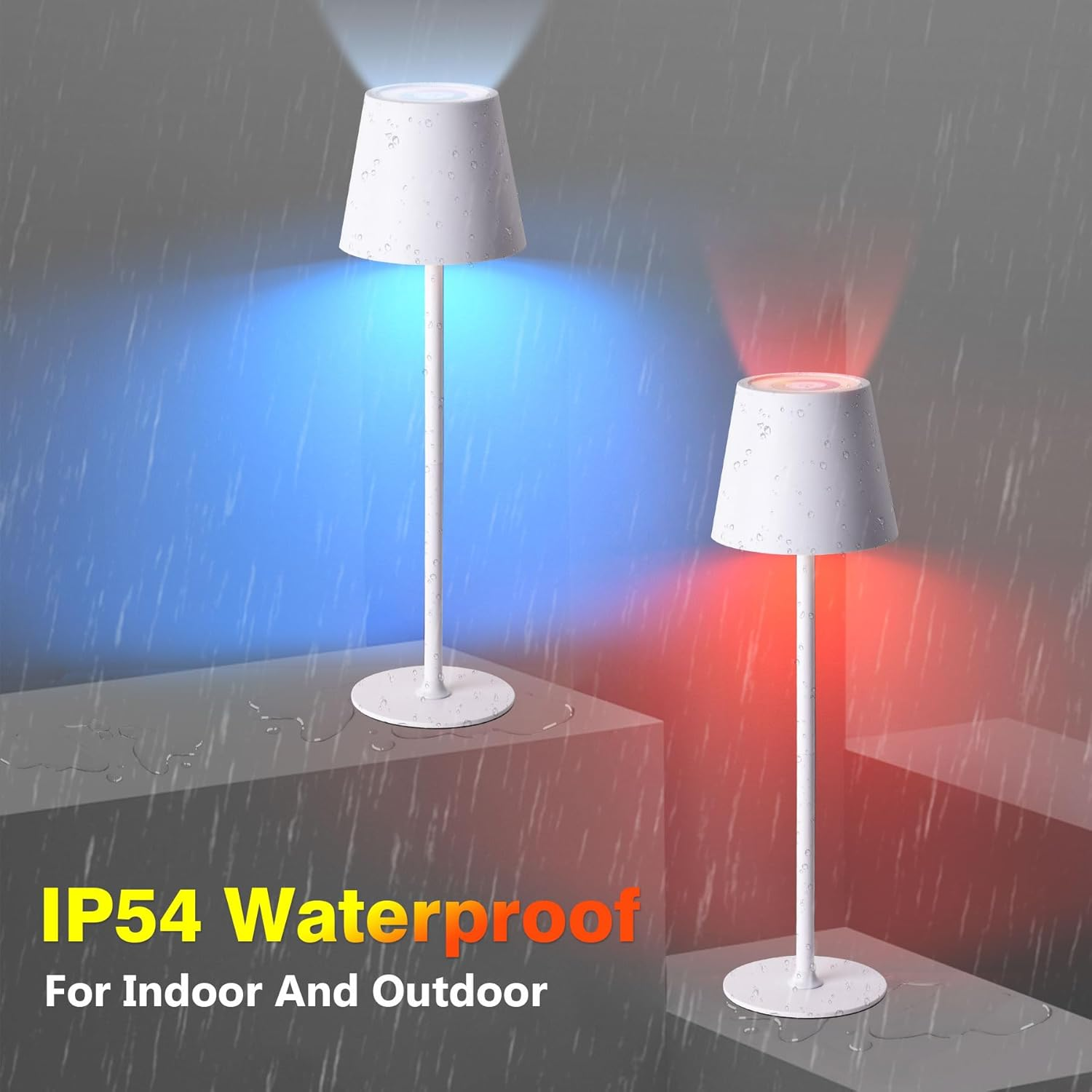 Jueholla Pack of 2 LED Table Lamps, RGB Dimmable LED Battery Table Lamp Wireless, with 5200 Mah Battery, Rechargeable Table Lamp with USB, IP54 Waterproof for Indoor Outdoor Bedroom Bar White image number 4