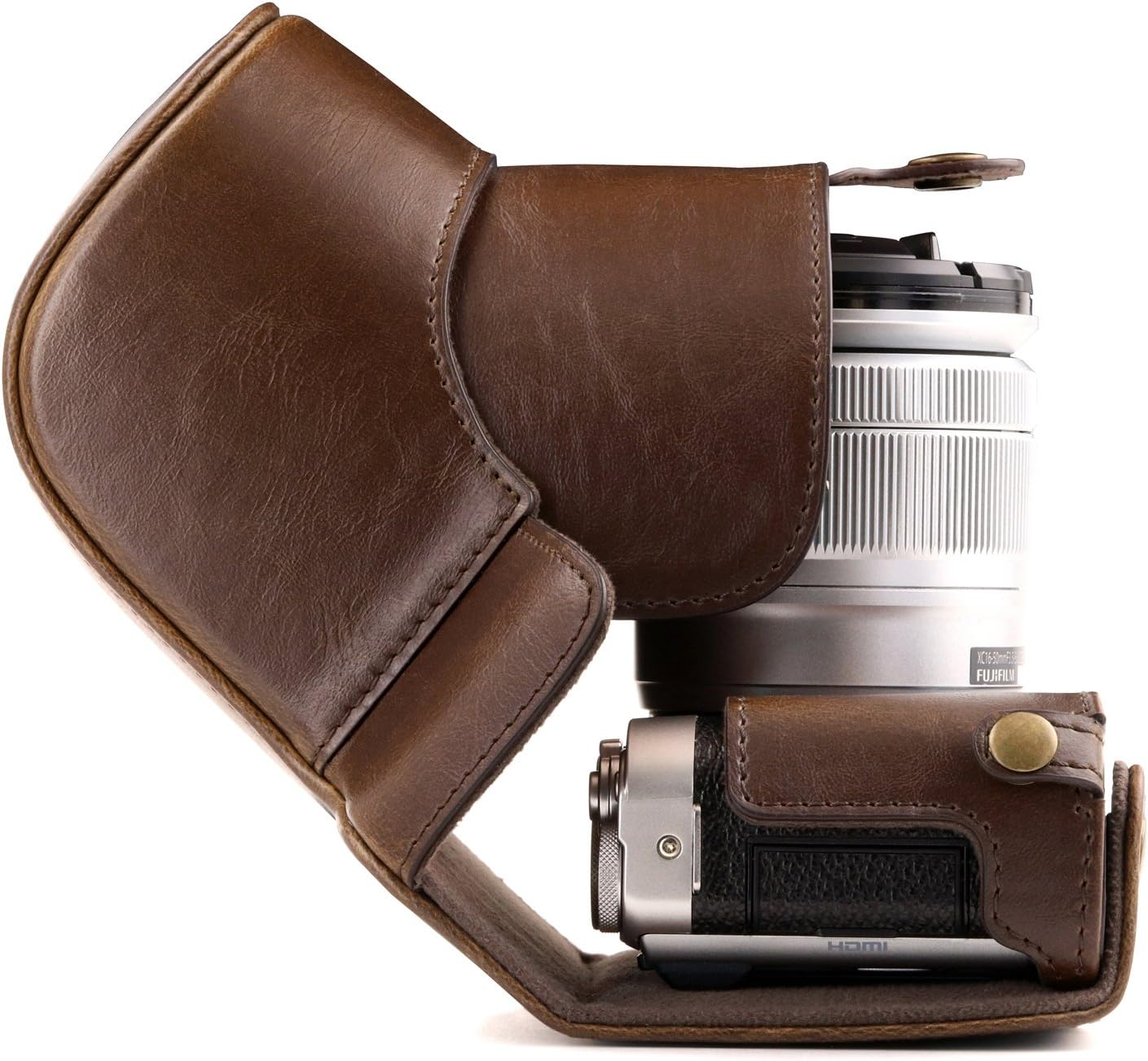 Megagear Ever Ready Leather Camera Case and Strap Compatible with Fujifilm X-A5, X-A3, X-A2, X-A1, X-M1 - Dark Brown image number 6