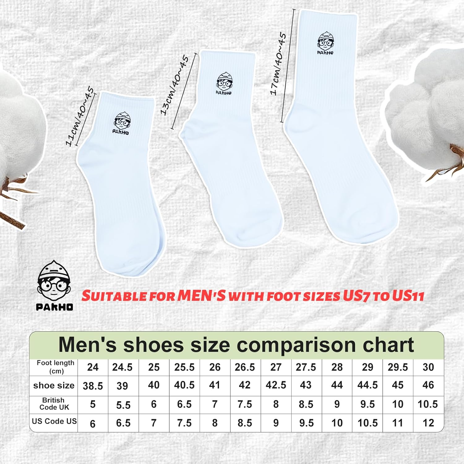 Low Cut White Socks for Men & Women - Thin Breathable Long-Staple Cotton Socks Ankle Socks for Running, Sports, and Casual Wear 1 Pair-11Cm High image number 5