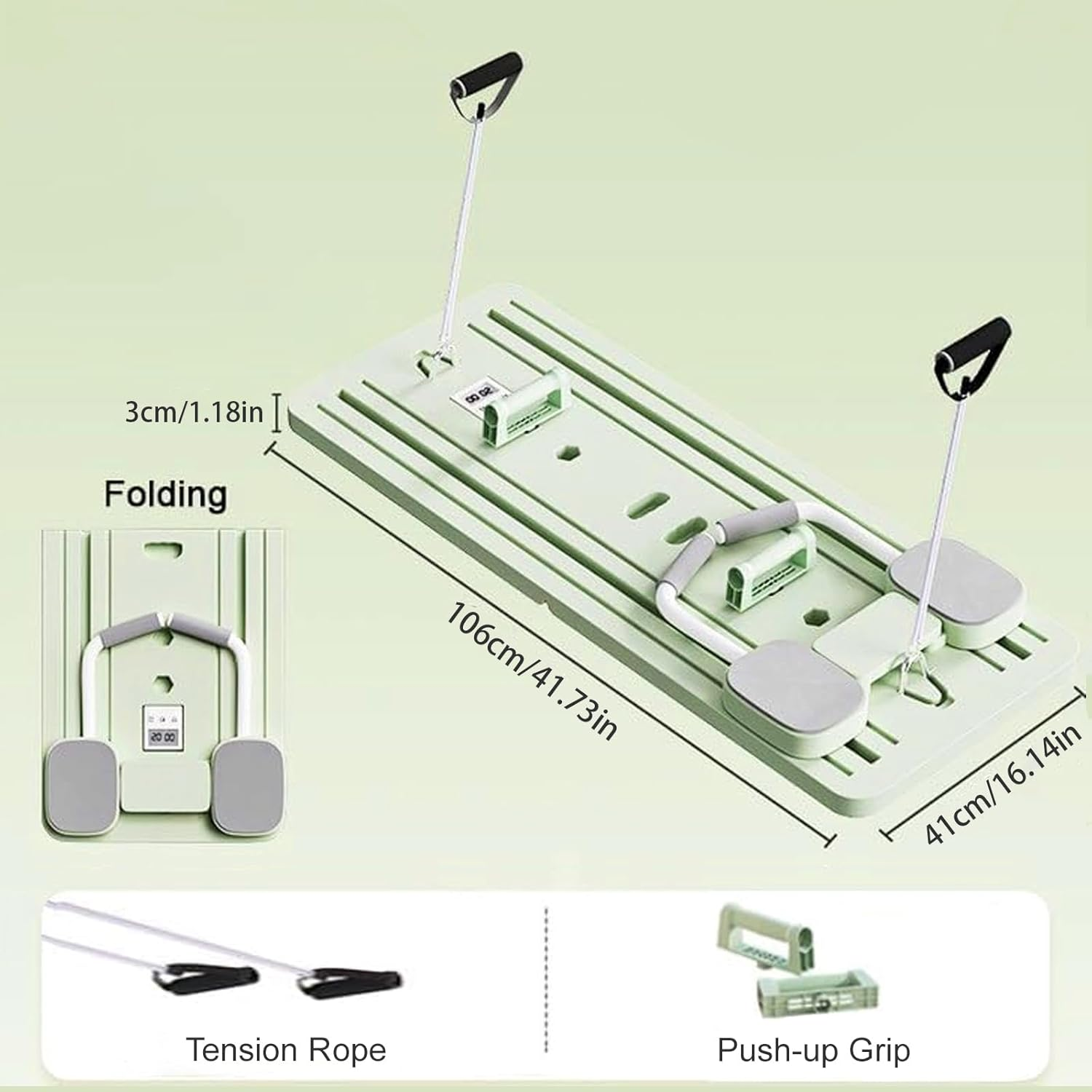 Pilates Board Reformer Set, Multifunctional Pilates Reformer Machine, Foldable Automatic Rebound Ab Roller Wheel Training Board, Portable Pilates Sliding Board Fitness Equipment for Men, Women image number 3