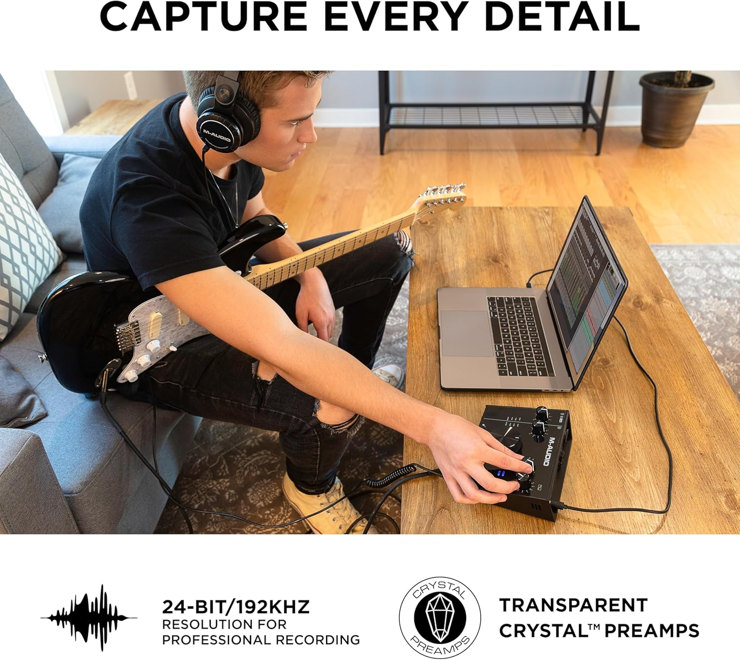 M-Audio AIR 192X4 USB C Audio Interface for Recording, Podcasting, Streaming with Studio Quality Sound, 1 XLR in and Music Production Software image number 2