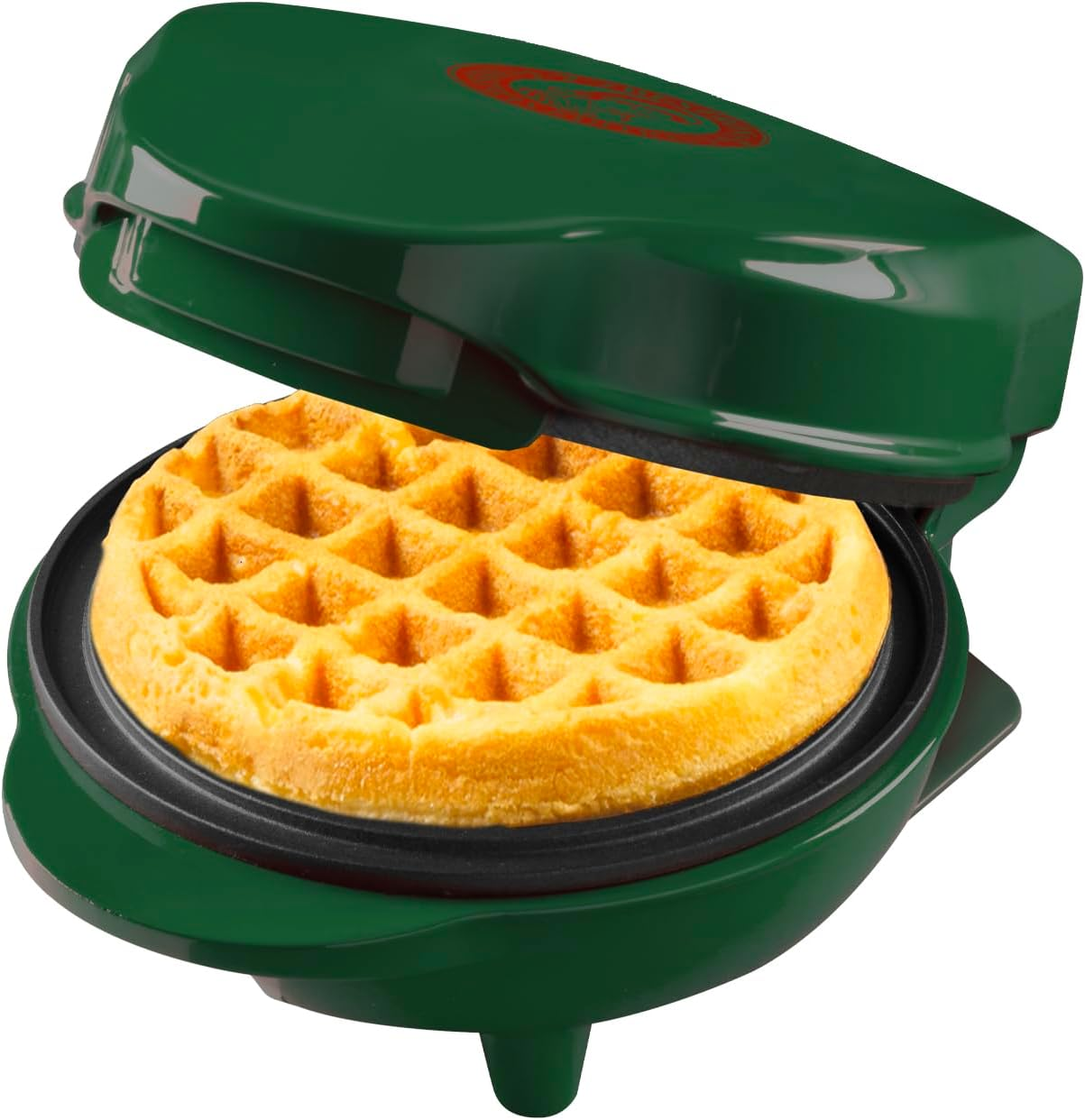 Bestron Mini Waffle Maker in Christmas Edition, Waffle Maker with Non-Stick Coating, Waffle Maker Ideal for Christmas, Parties or as a Gift, Waffle Size: 10 Cm, Colour: Matte Green