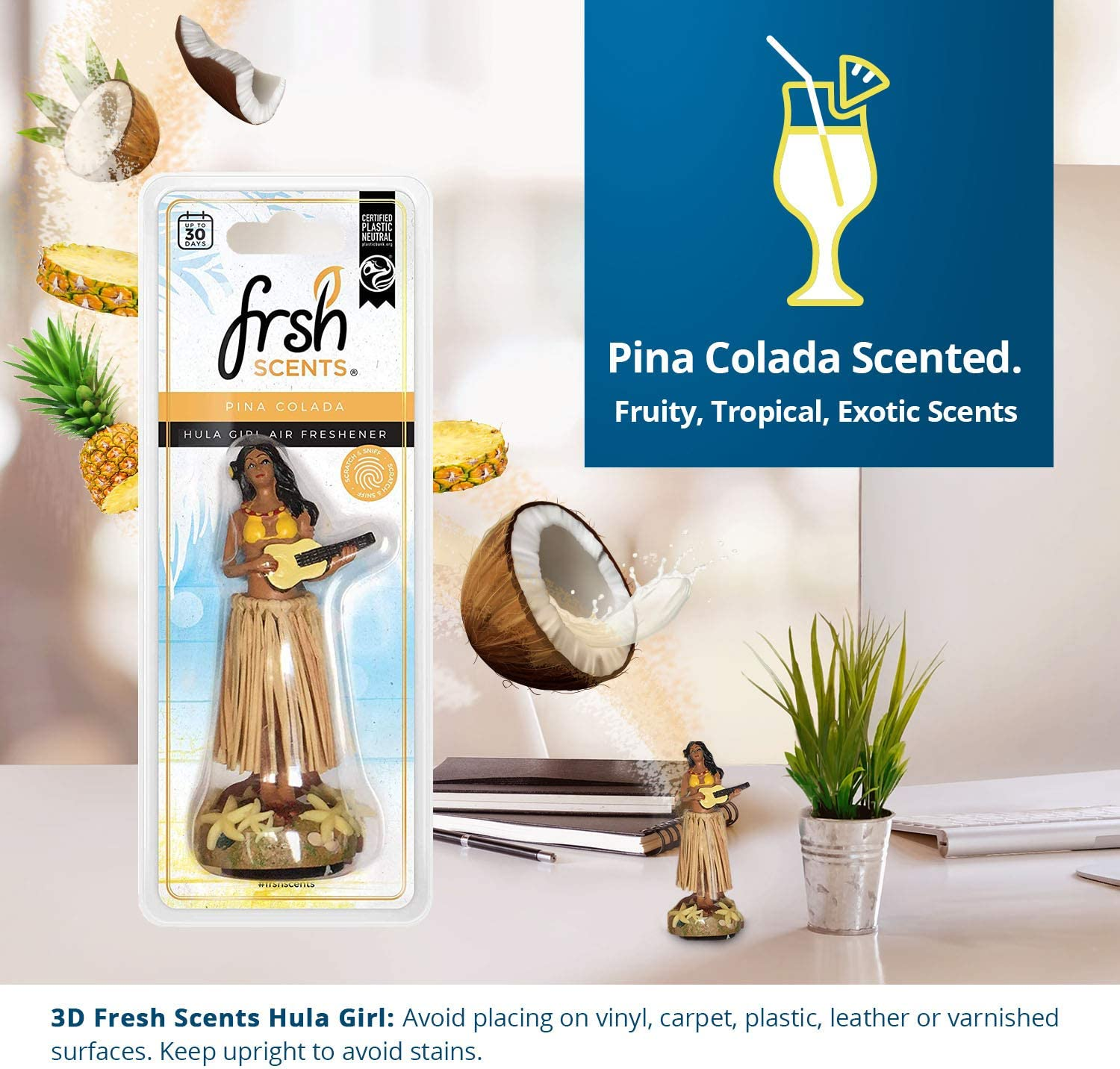 Dancing Hula Girl Car Air Freshener Pina Colada image number 4