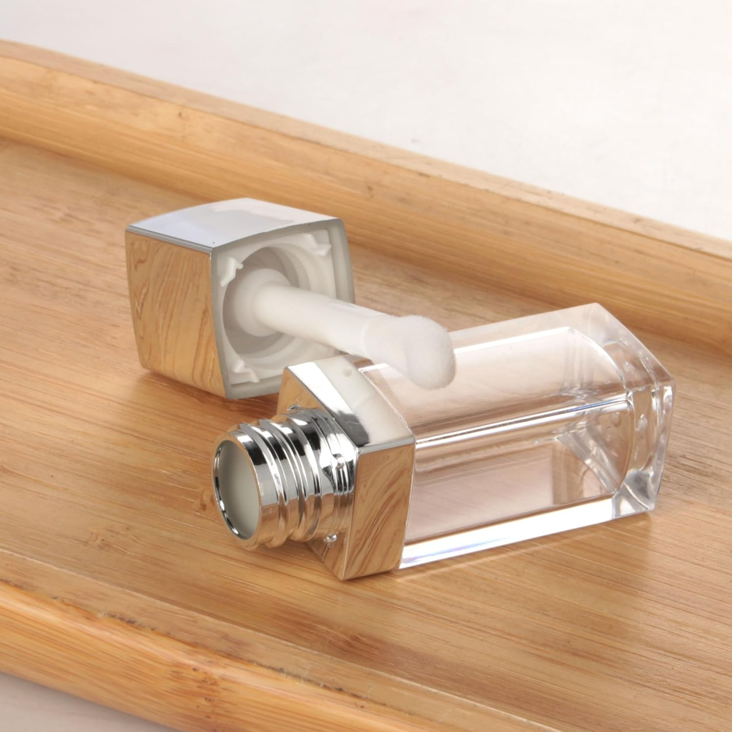 COSIDEA 20PCS Empty 8ML Square Clear Lip Gloss Tube Silver Big Doe Foot Wand Lipgloss Tubes for Lip Oil Tint Bottles Container image number 3