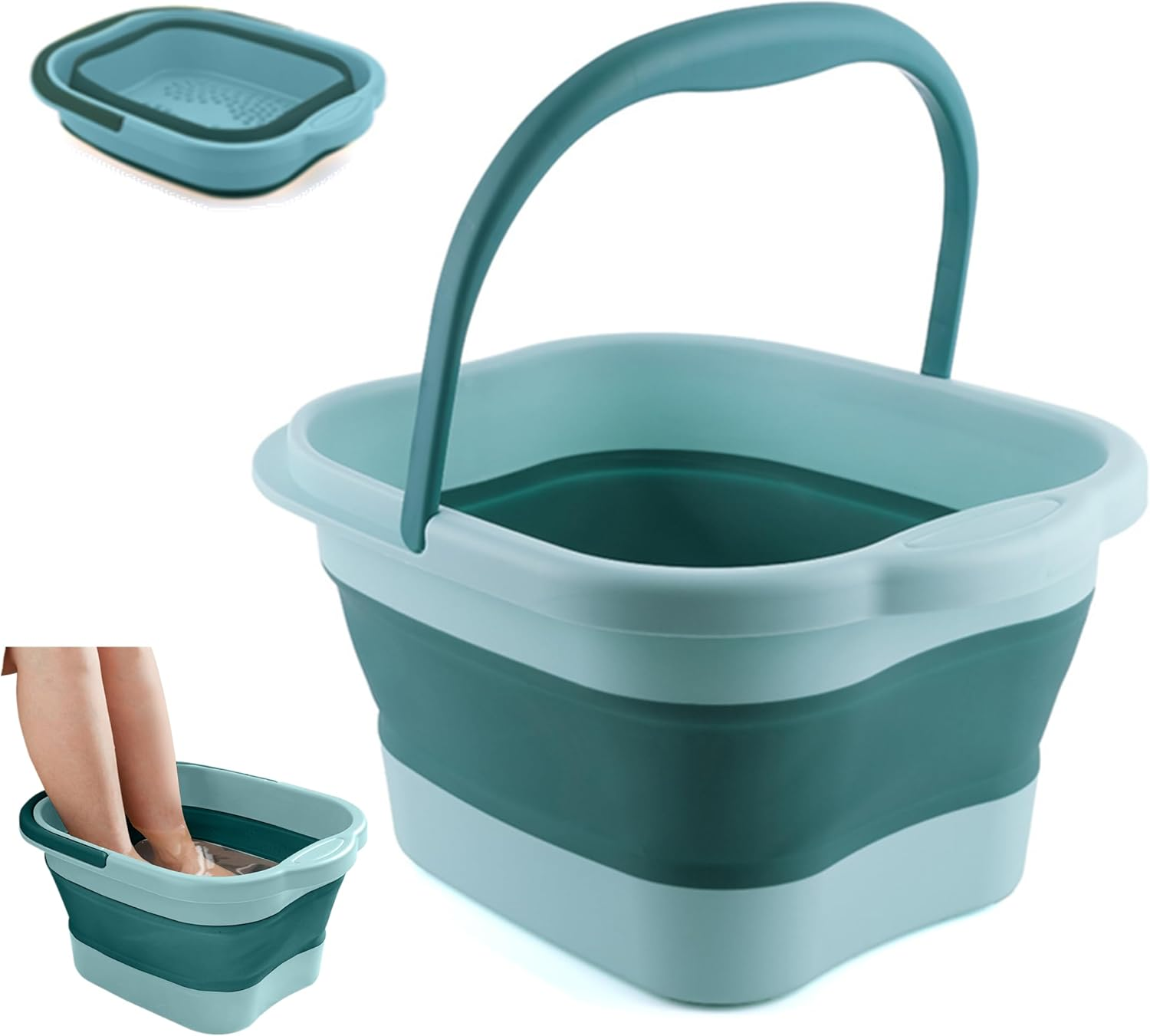 Collapsible Foot Bath Soak Tub with Handle, Portable Feet Spa Soaking Basin Bucket with Massage Acupoint for Washing Soaking Feet