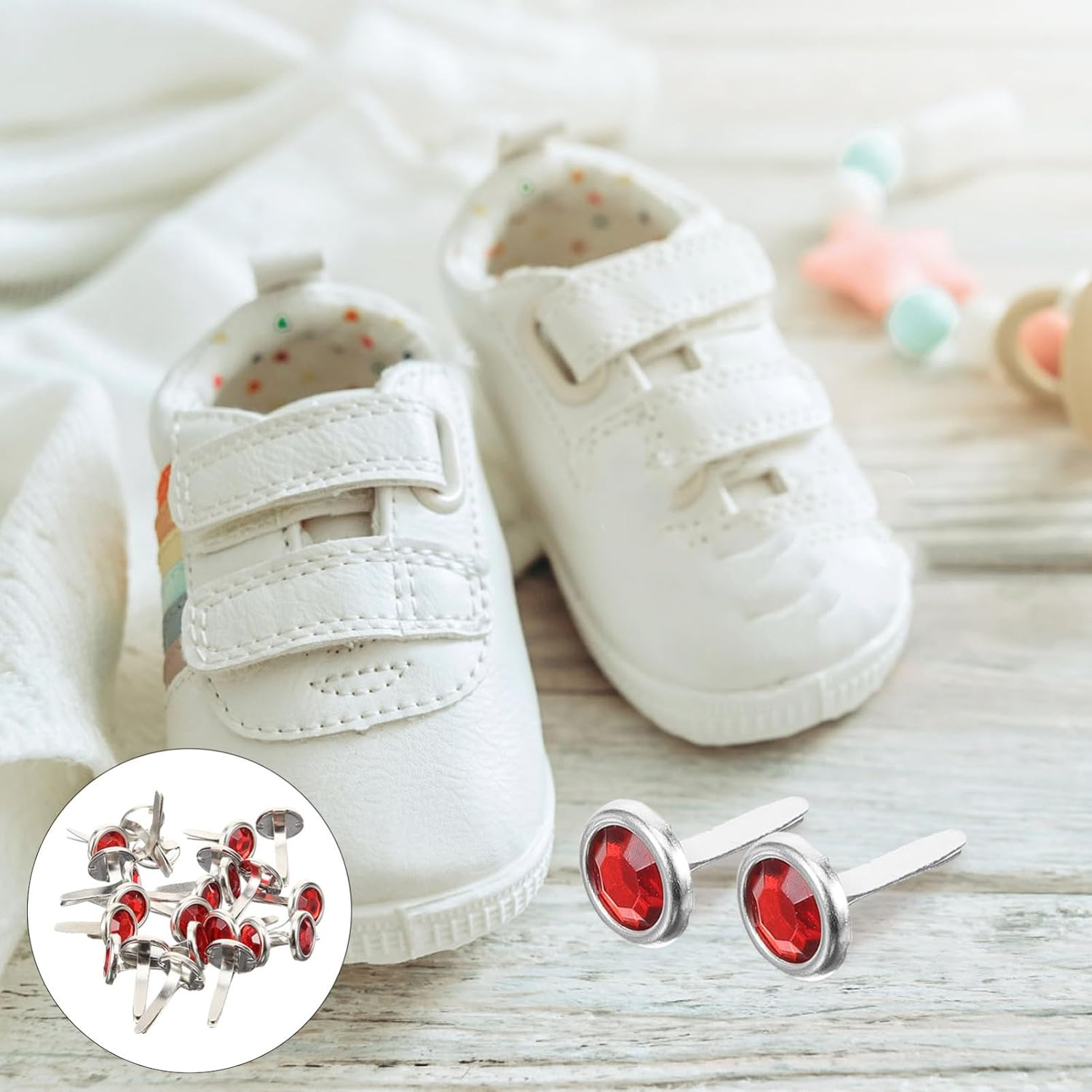 ARTIBETTER 100Pcs Colorful round Metal Brads for Boys and Girls DIY Crafts Red Decorative Fasteners Two-Legged Nails for Scrapbooking and Art Projects image number 3